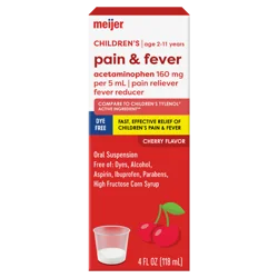 Meijer Children's Pain & Fever Dye Free Cherry Suspension 4oz