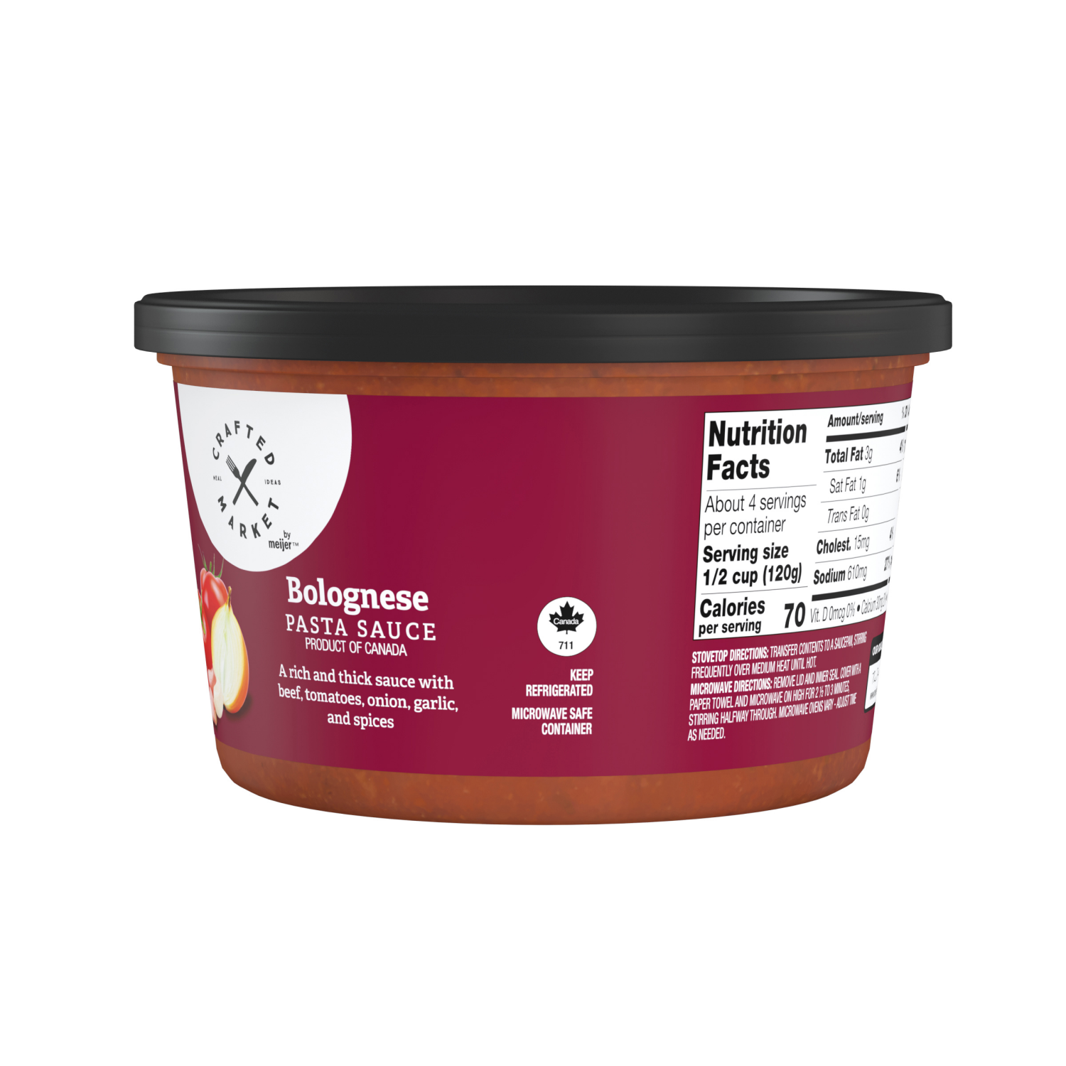 slide 4 of 5, Crafted Market by Meijer Bolognese Pasta Sauce, 16 oz