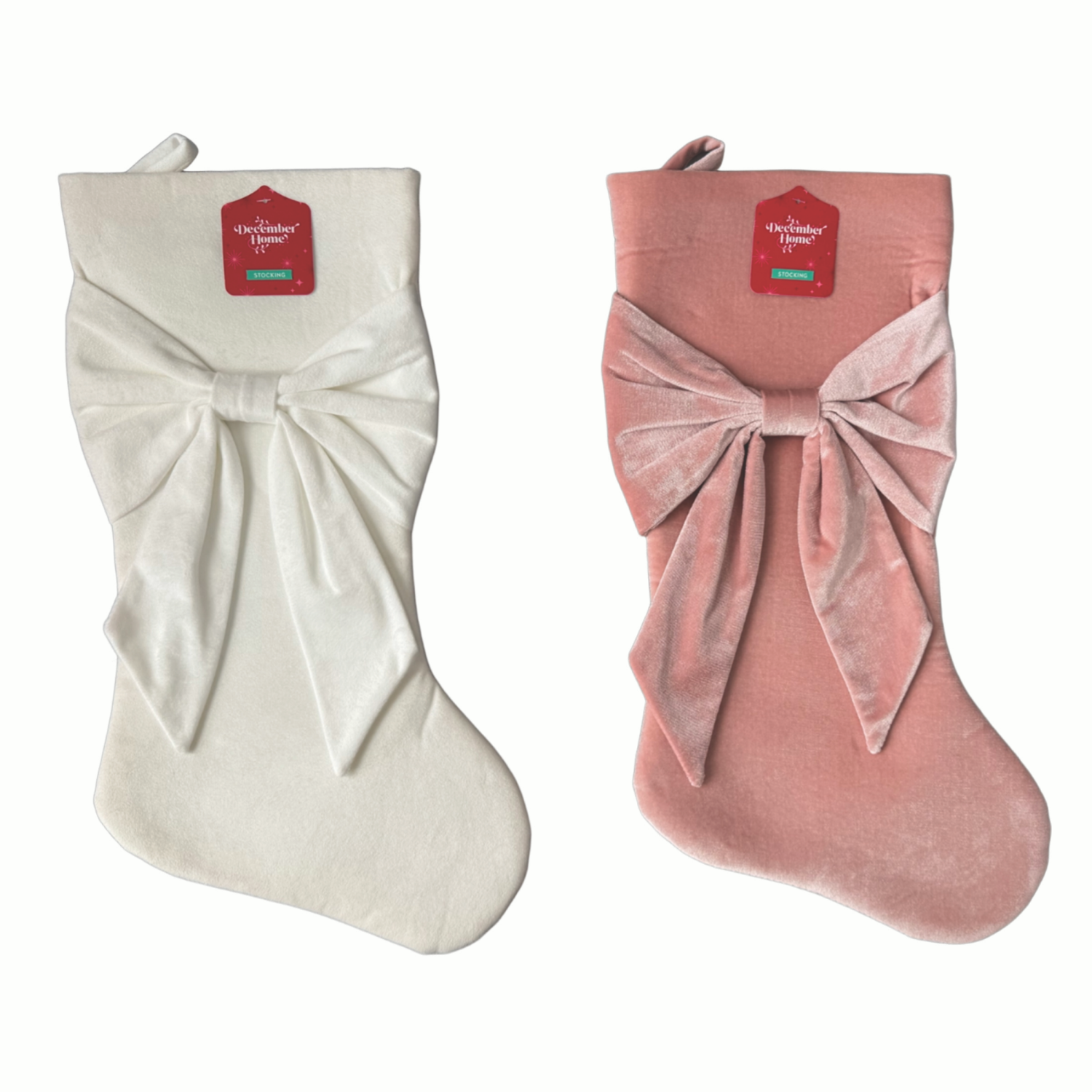 slide 2 of 4, December Home DH 20 STKING VELVET W BOW ON BDY 2 ASST, 20 in