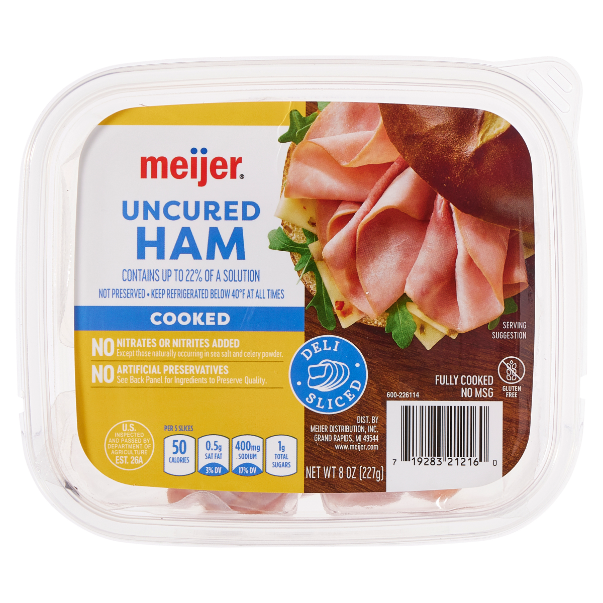 slide 1 of 9, Meijer Uncured Ham Lunchmeat, 8 oz, 8 oz