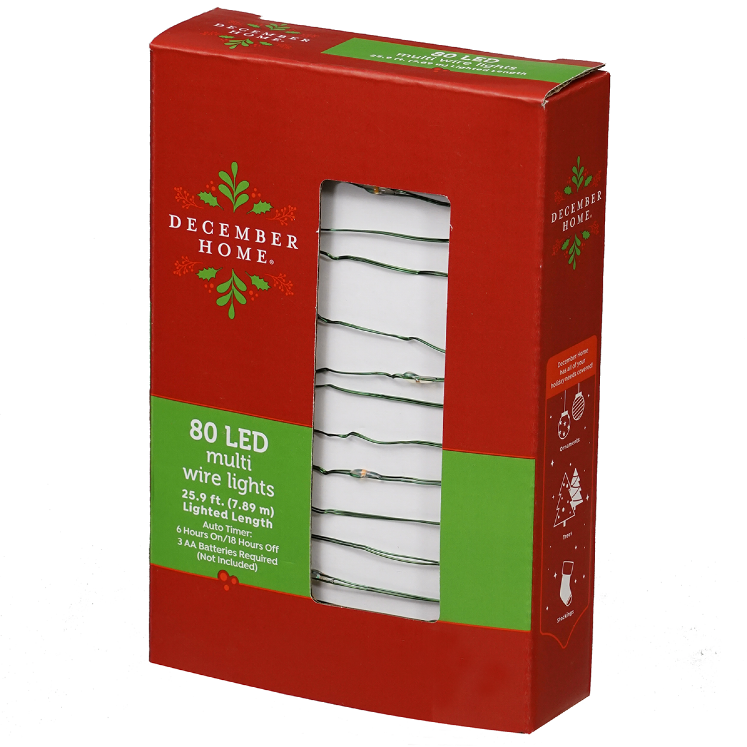 slide 3 of 4, B/O Led Wire Light Set Waterproof With 8 functions., 80 ct