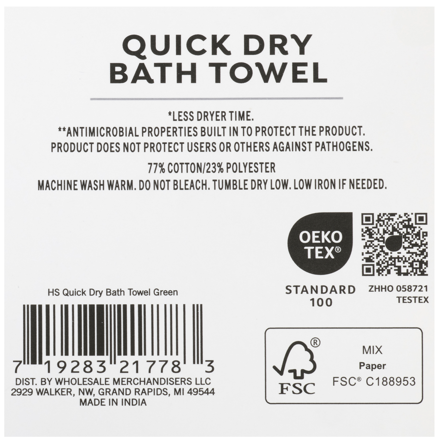 slide 2 of 5, Havenstay Quick Dry Bath Towel, 30 In X 54 In, Green, 30 inx54 in