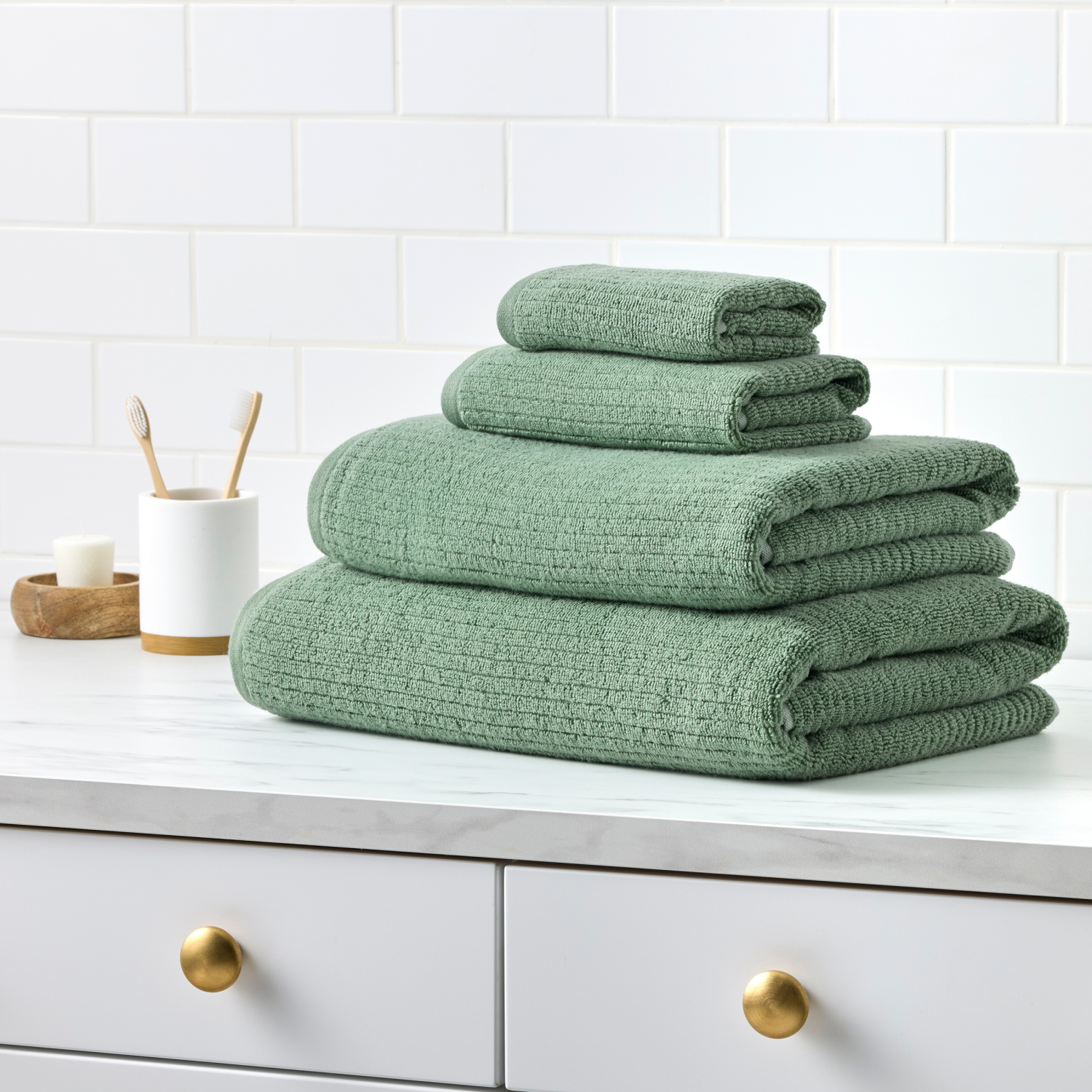 slide 4 of 4, Havenstay Quick Dry Hand Towel, 16 In X 26 In, Green, 16 inx26 in