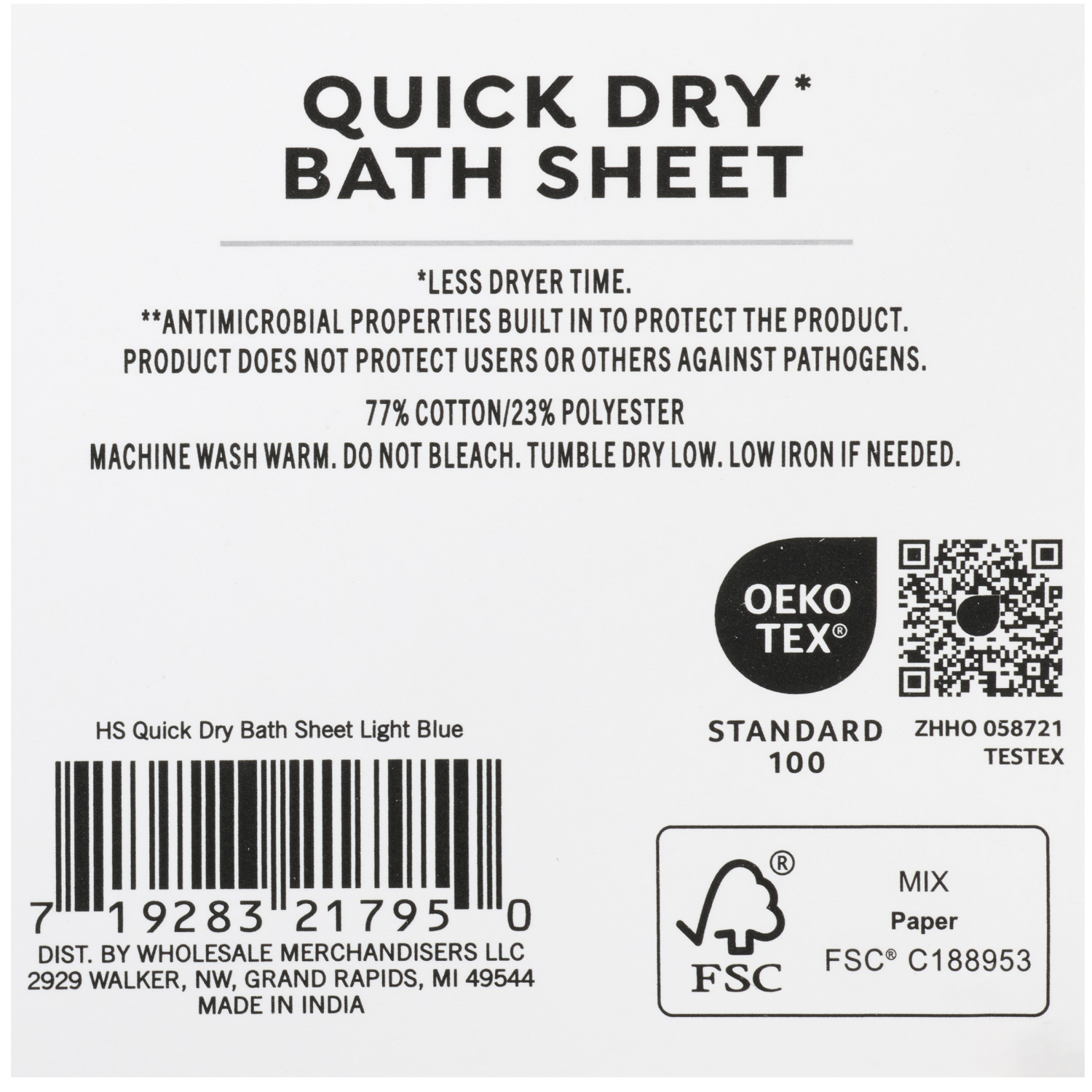 slide 2 of 5, HAVENSTAY HS Quick Dry Bath Sheet, 34 in x 64 in, Light Blue, 34 inx64 in