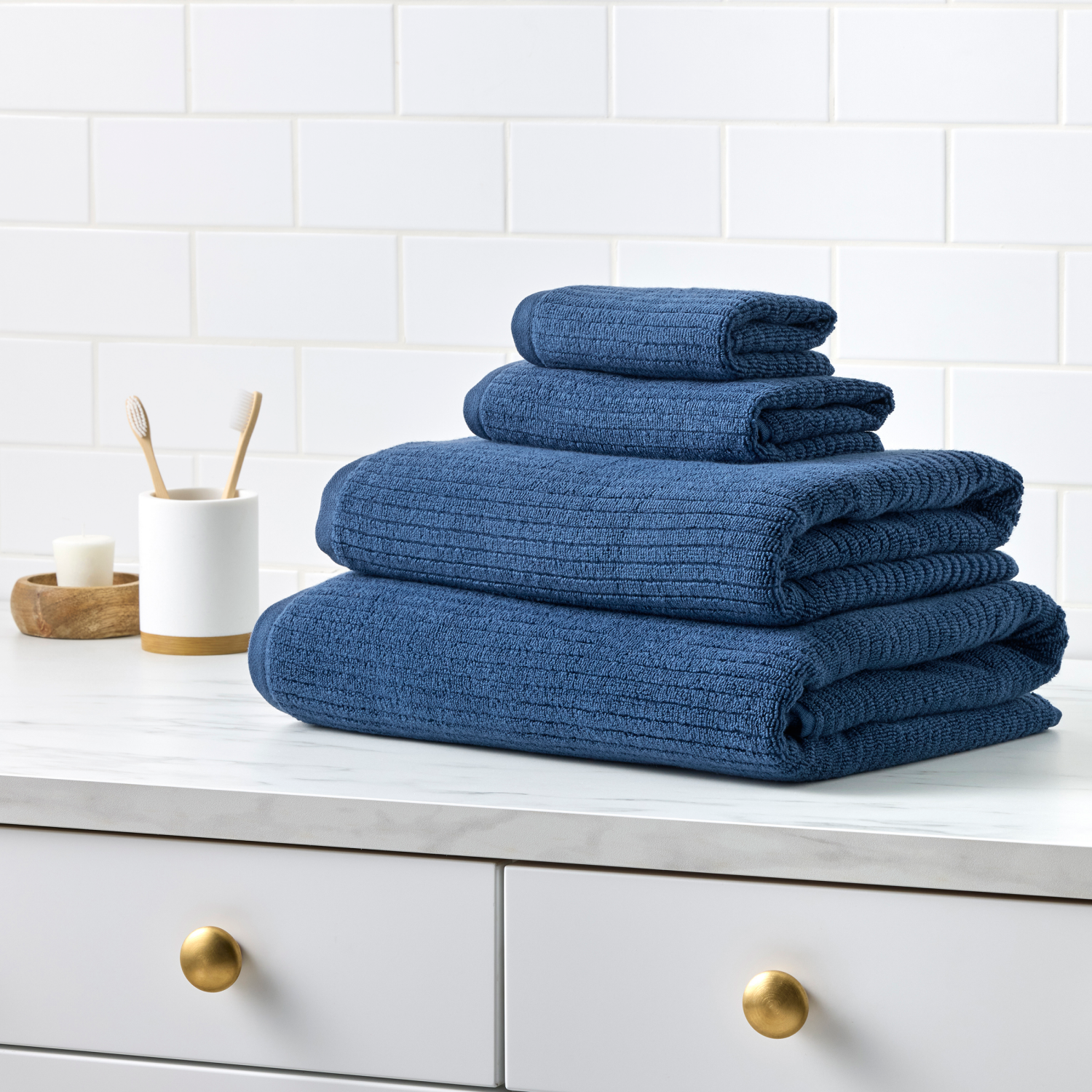slide 4 of 4, HAVENSTAY HS Quick Dry Hand Towel , 16 in x 26 in, Medium Blue, 16 inx26 in