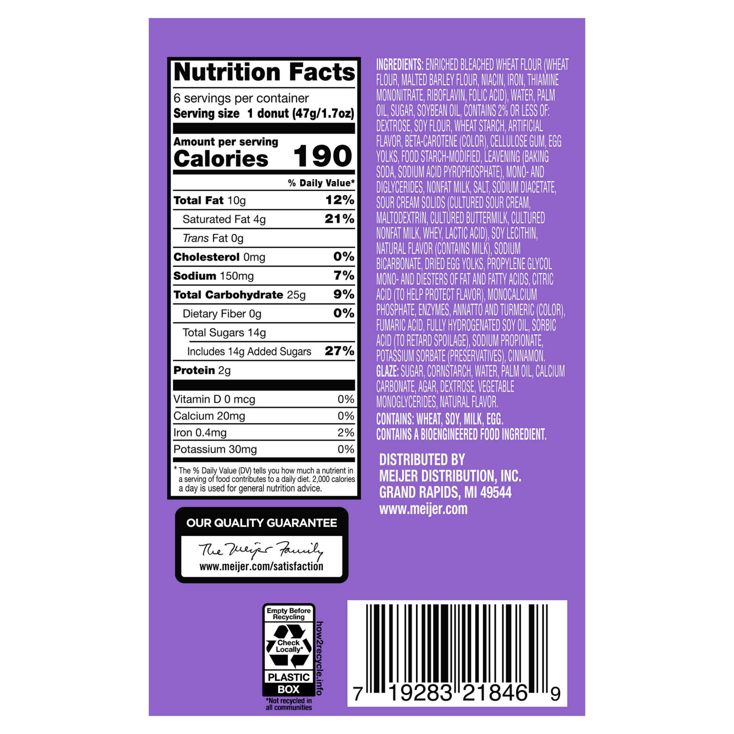 slide 3 of 4, FRESH FROM MEIJER FFM Sour Creme Cake Donut 6ct, 6 ct