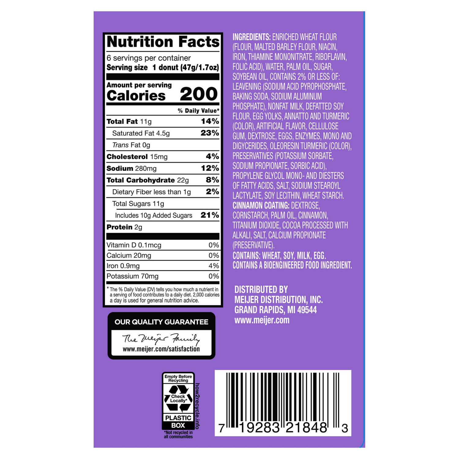 slide 3 of 4, FRESH FROM MEIJER FFM Cinnamon Sugar Cake Donut 6ct, 6 ct