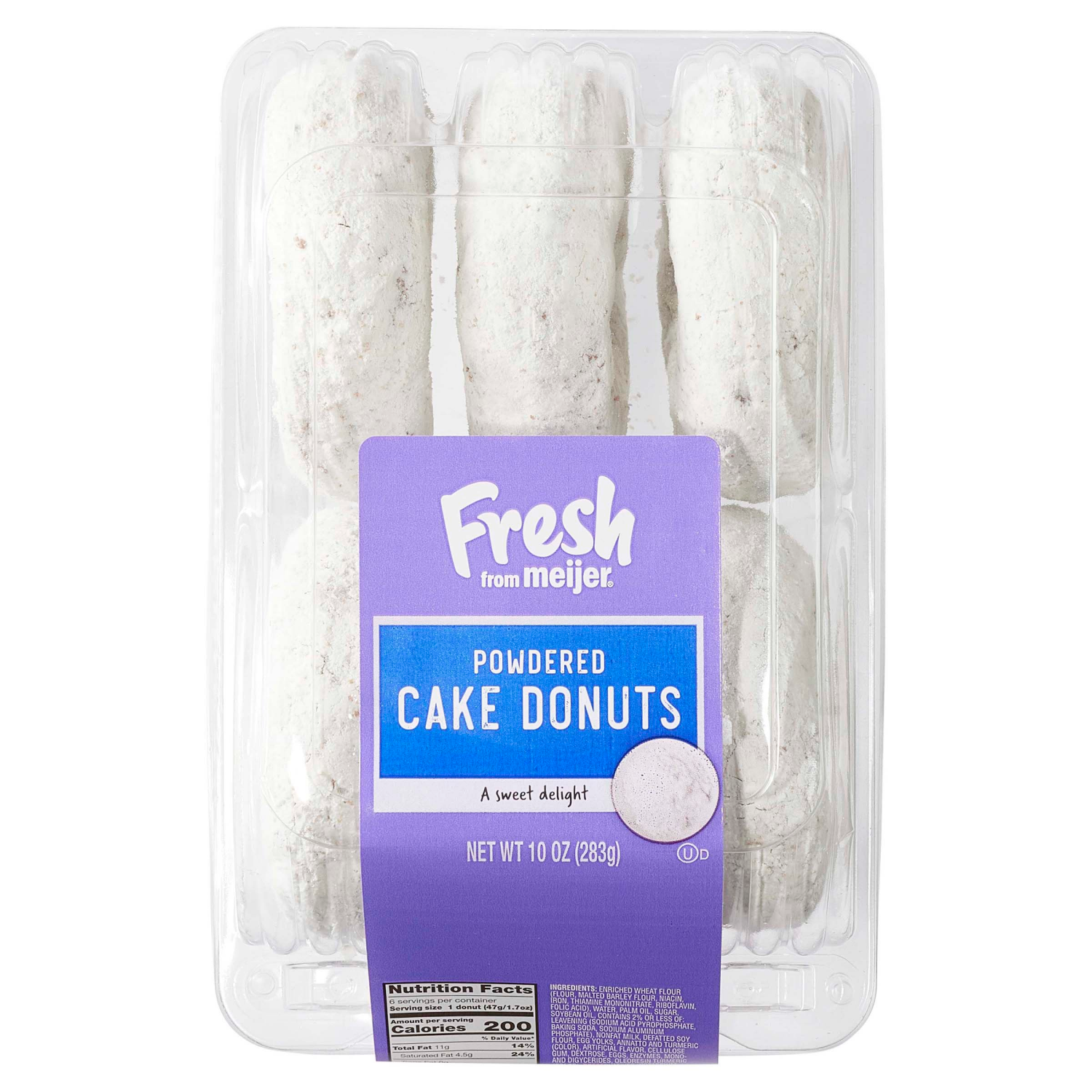 slide 1 of 4, FRESH FROM MEIJER FFM Powdered Cake Donut 6ct, 6 ct