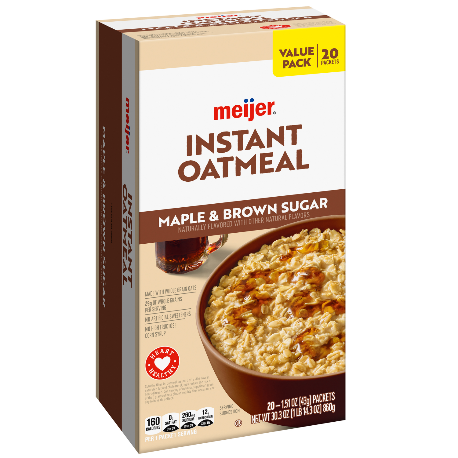 slide 6 of 8, Meijer Instant Oatmeal Maple & Brown Sugar, 20 ct, 20 ct