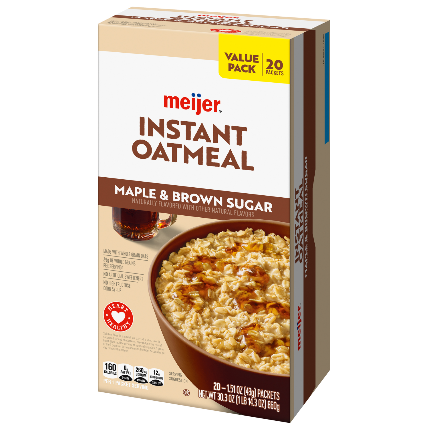 slide 7 of 8, Meijer Instant Oatmeal Maple & Brown Sugar, 20 ct, 20 ct