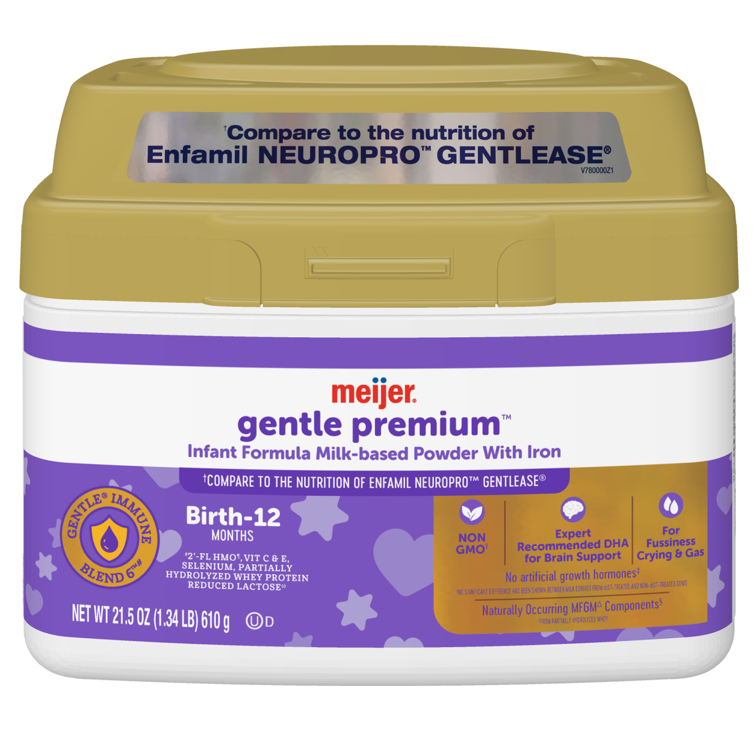 slide 1 of 8, Meijer Gentle Baby Formula Milk-Based Powder with Iron, 21.5 oz