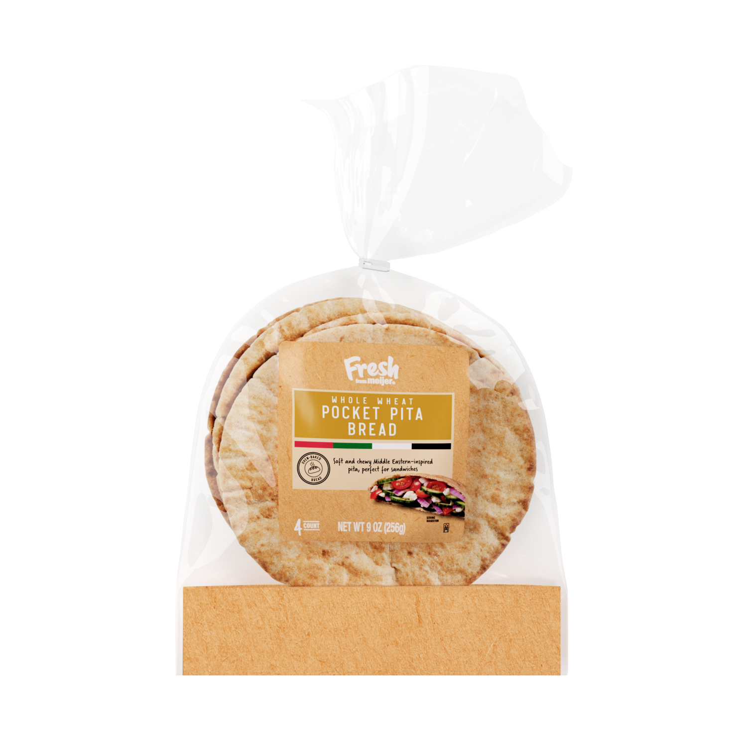 slide 1 of 2, Fresh from Meijer Wheat Pita Pocket, 9 oz., 9 oz