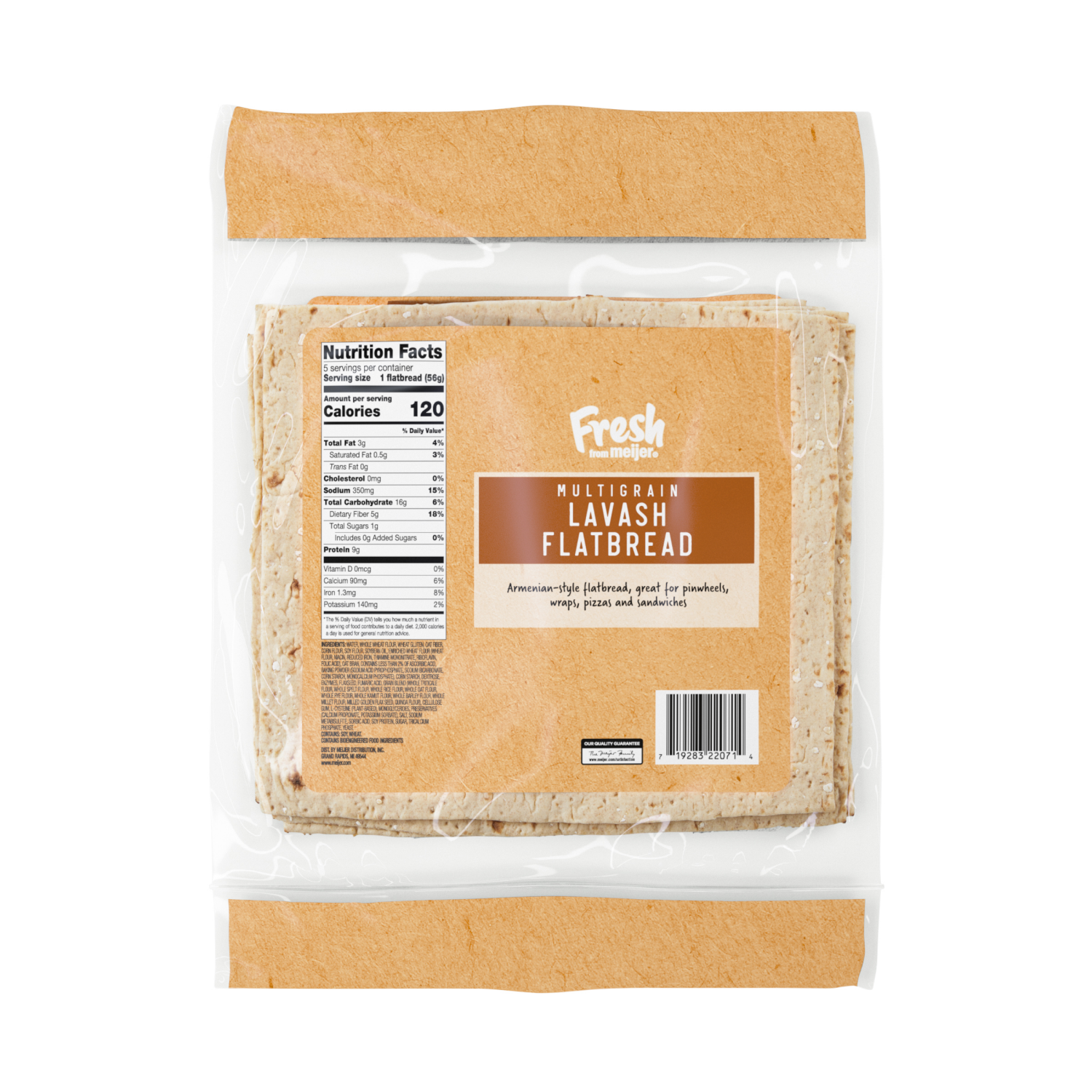 slide 2 of 2, Fresh from Meijer Multigrain Lavash Flatbread, 5ct., 5 ct