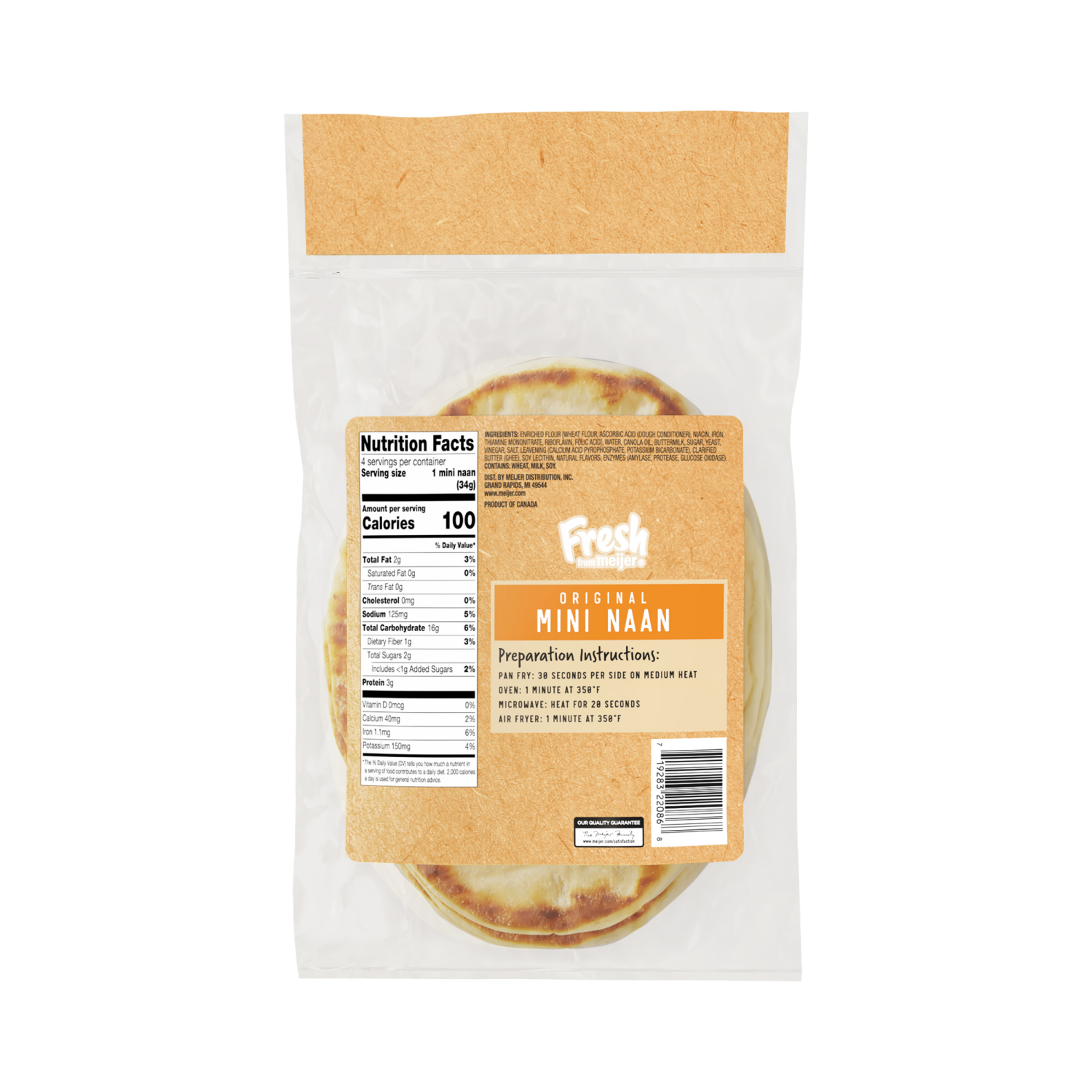 slide 2 of 2, Fresh from Meijer Original Mini Naan, 4 ct. 4.8 oz, 4 ct; 4.8 oz