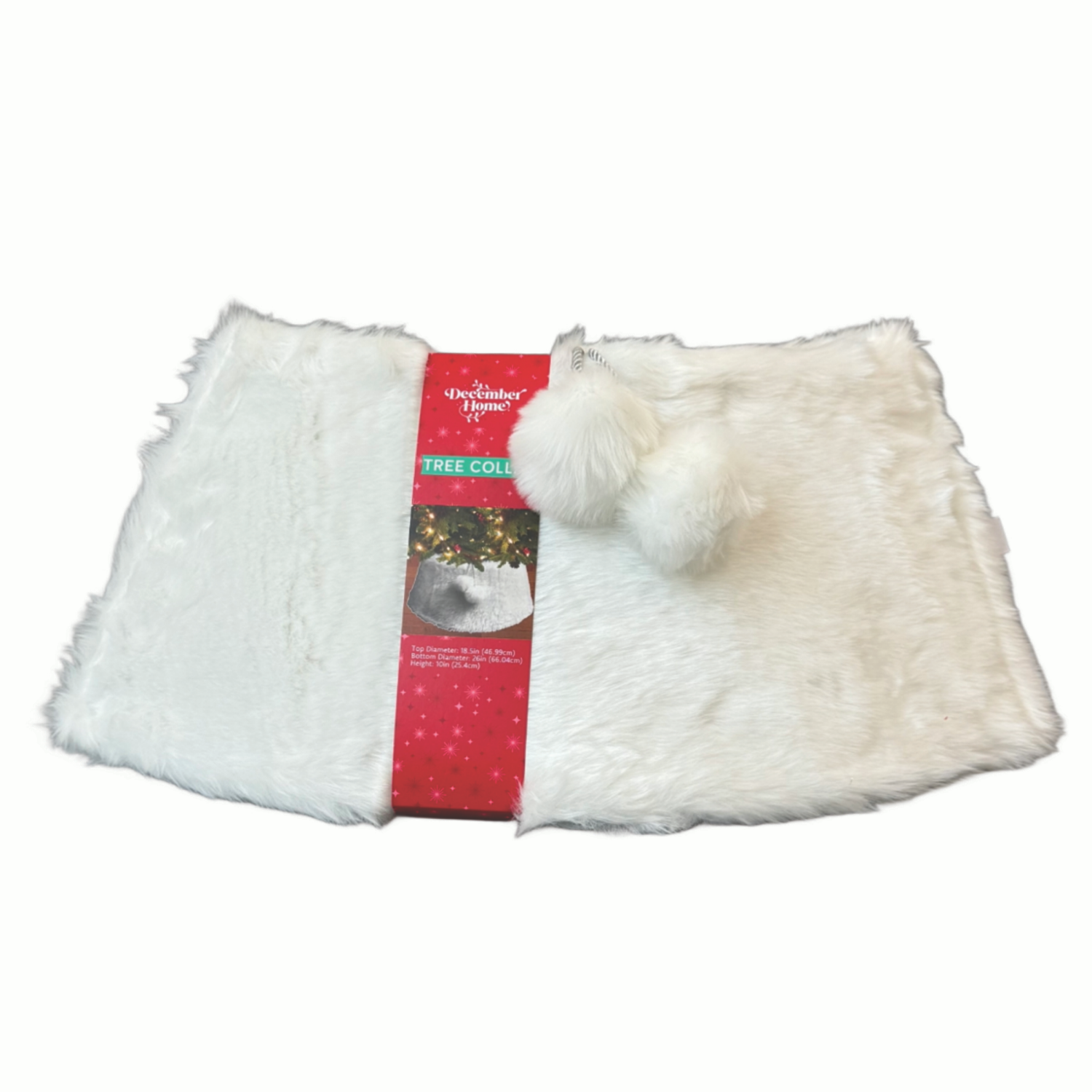 slide 2 of 2, December Home DH 26 IN TREE COLLAR WHITE POMS, 26 in
