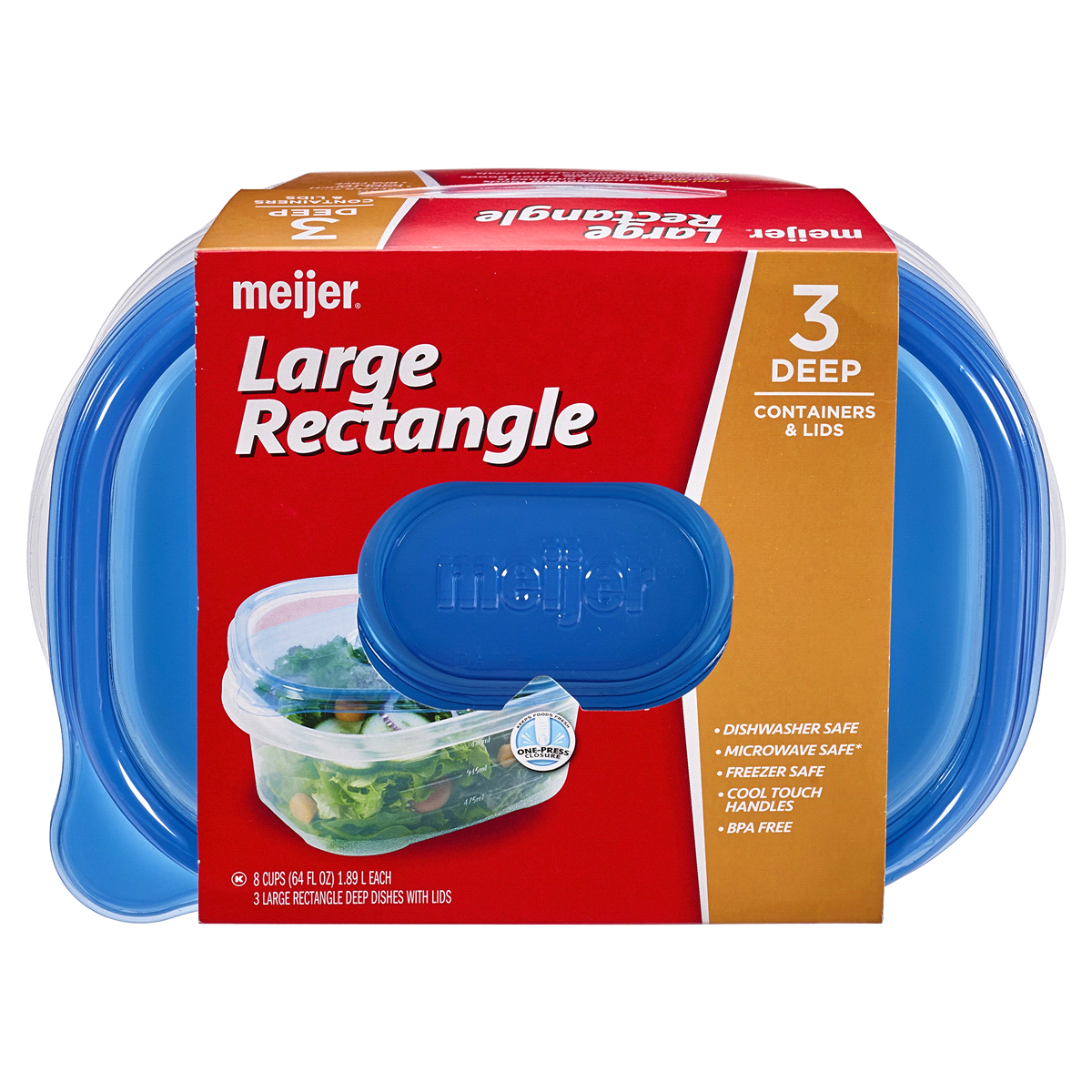 slide 2 of 3, Meijer Storage Containers, Deep Dish, 3 ct