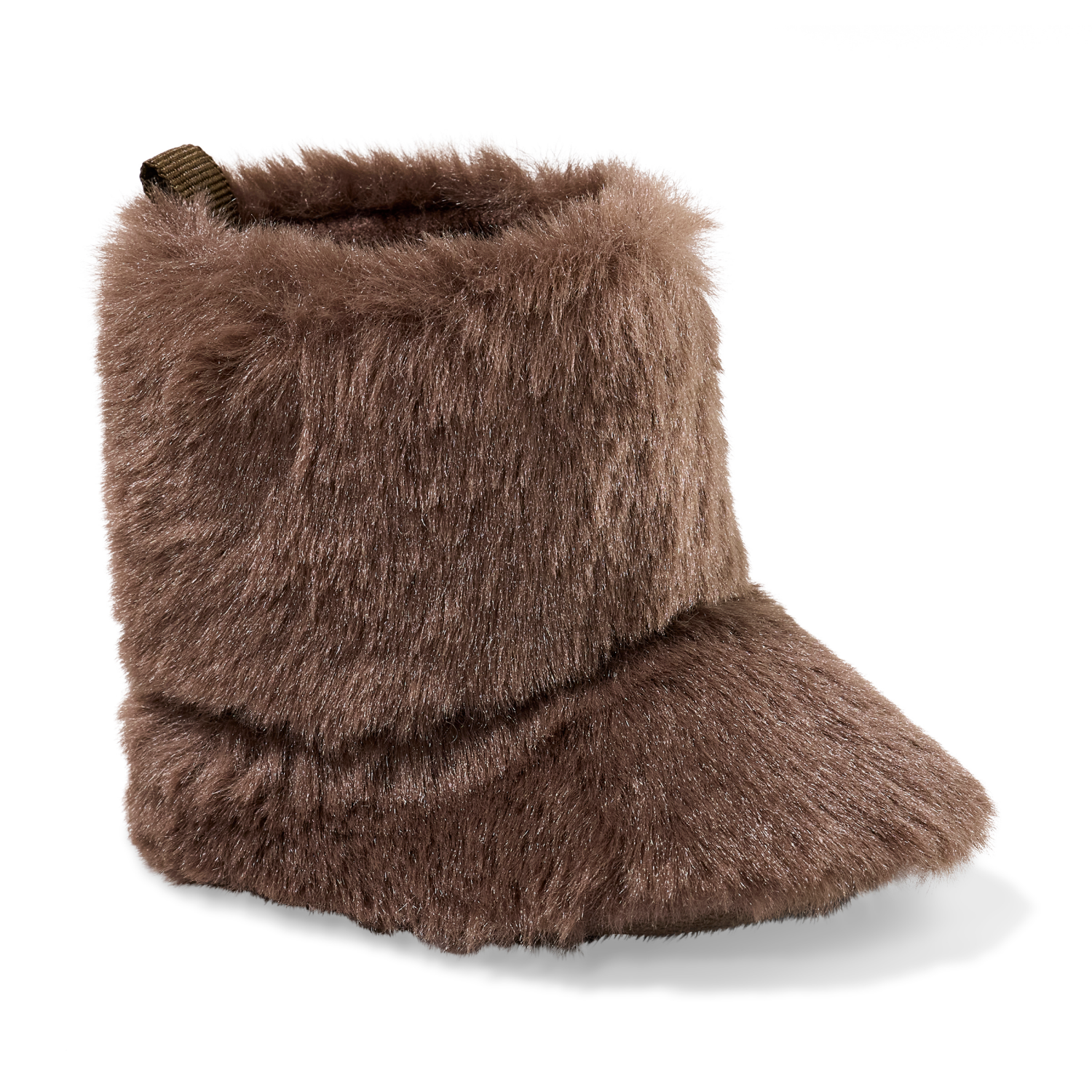 slide 1 of 6, Lullaby Lane Fur Bootie, Brown, Size 4, Size 4