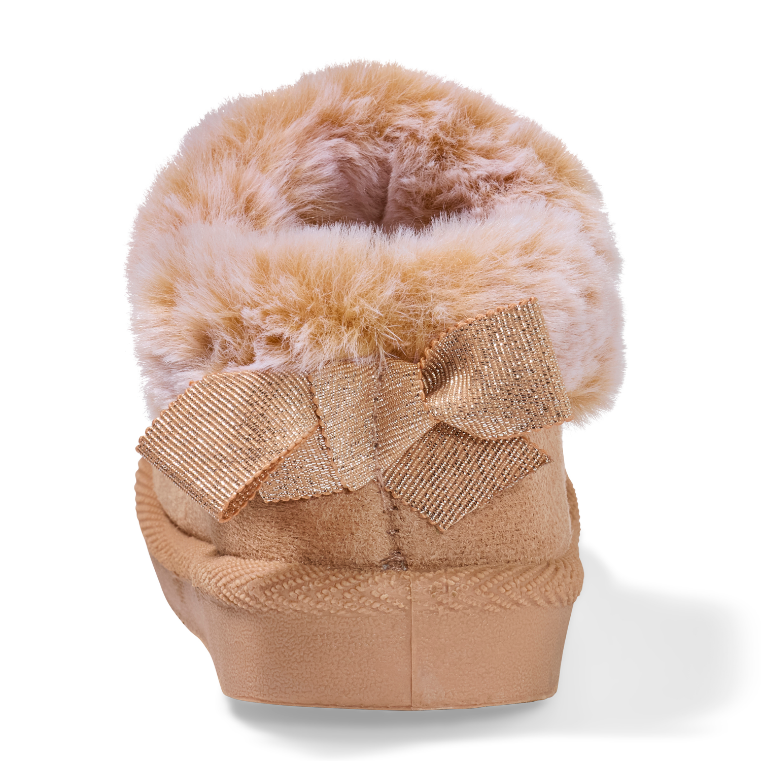 slide 2 of 6, Lullaby Lane Girl Bow Slipper, Tan, Size 3, Size 3