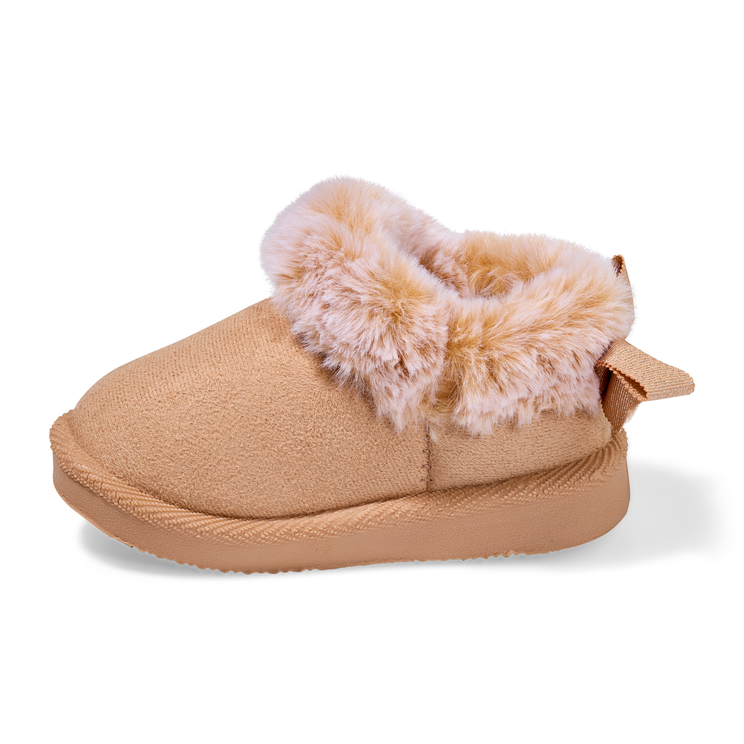 slide 4 of 6, Lullaby Lane Girl Bow Slipper, Tan, Size 4, Size 4