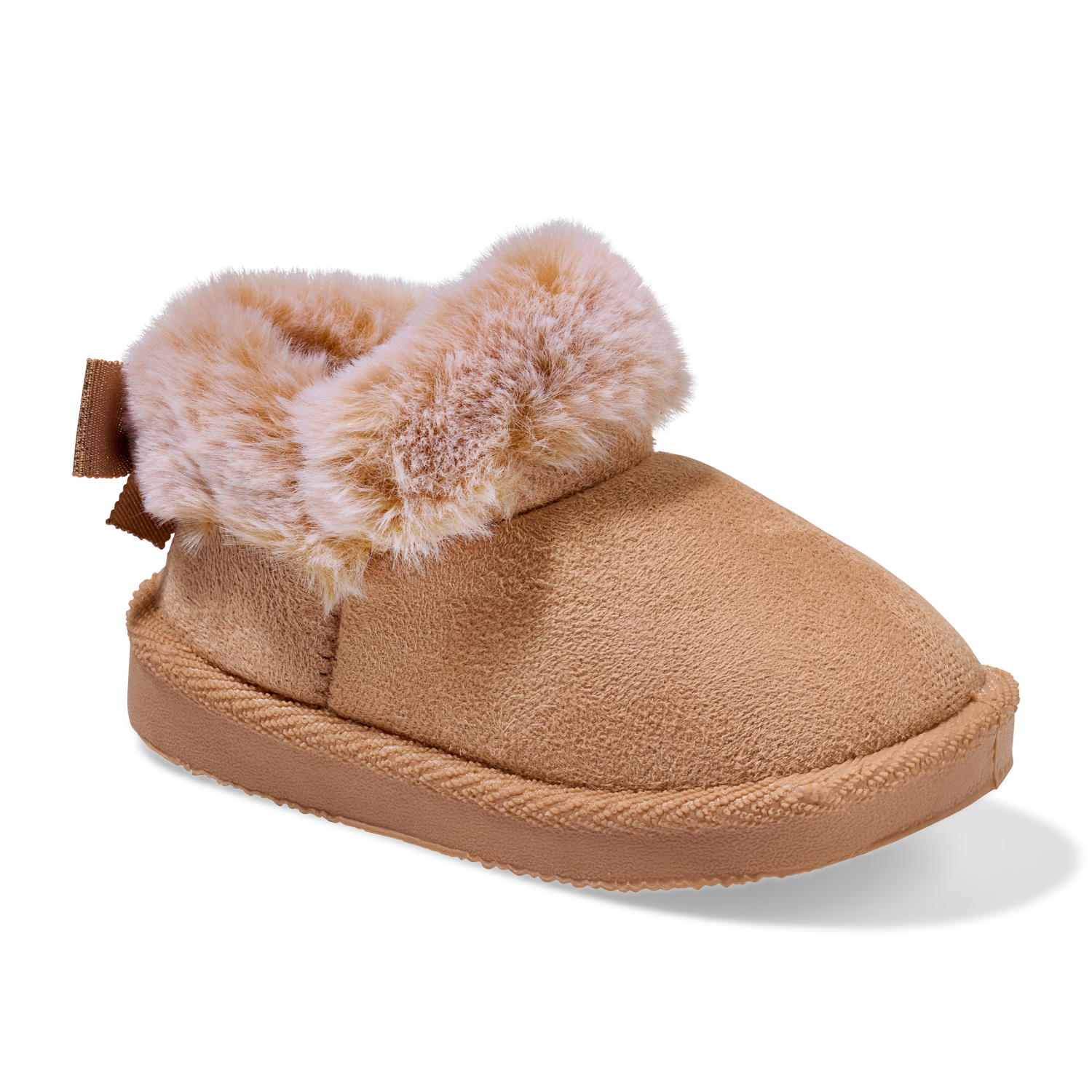 slide 1 of 6, Lullaby Lane Girl Bow Slipper, Tan, Size 5, Size 5