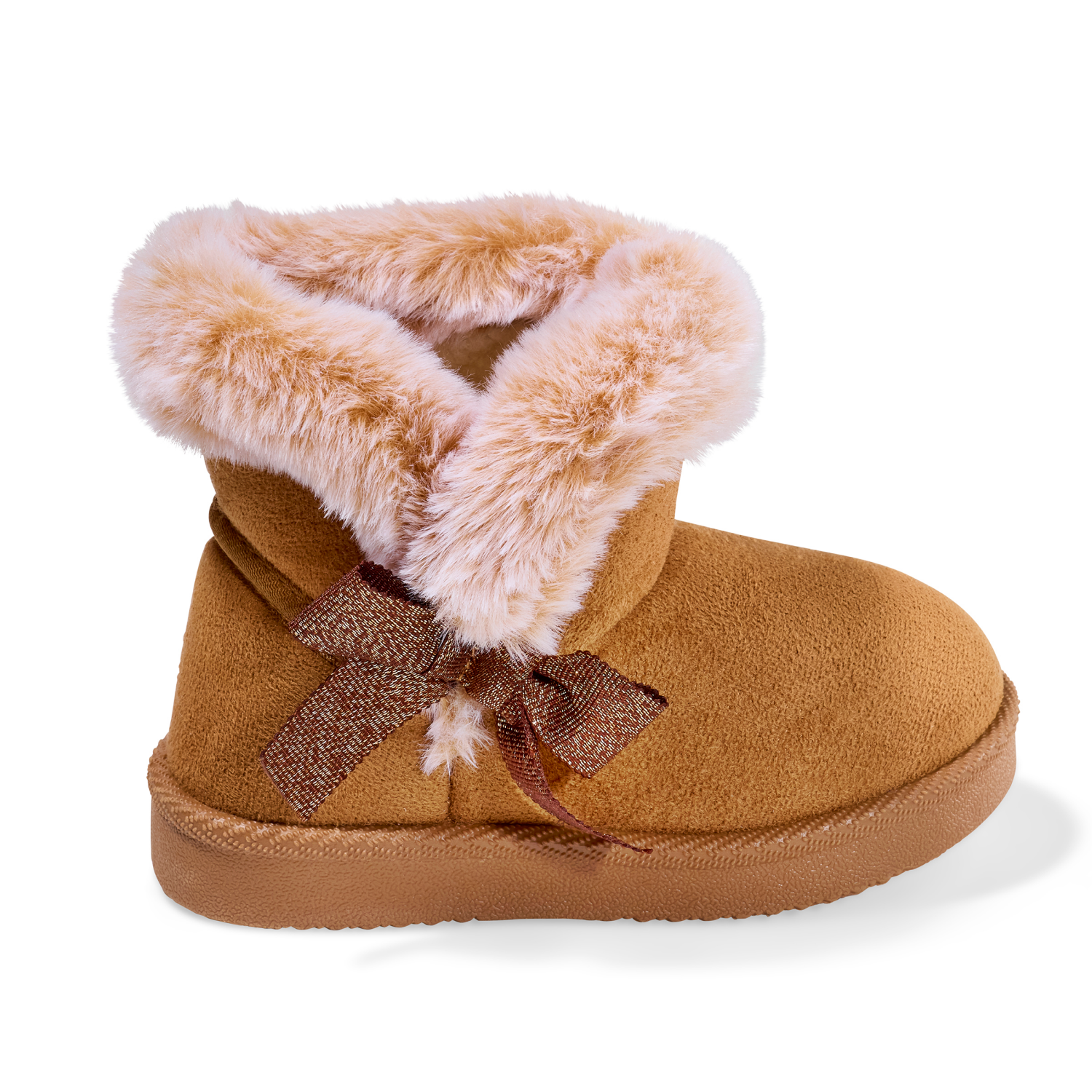 slide 5 of 6, Lullaby Lane Girl Bow Boot, Brown, Size 3, Size 3