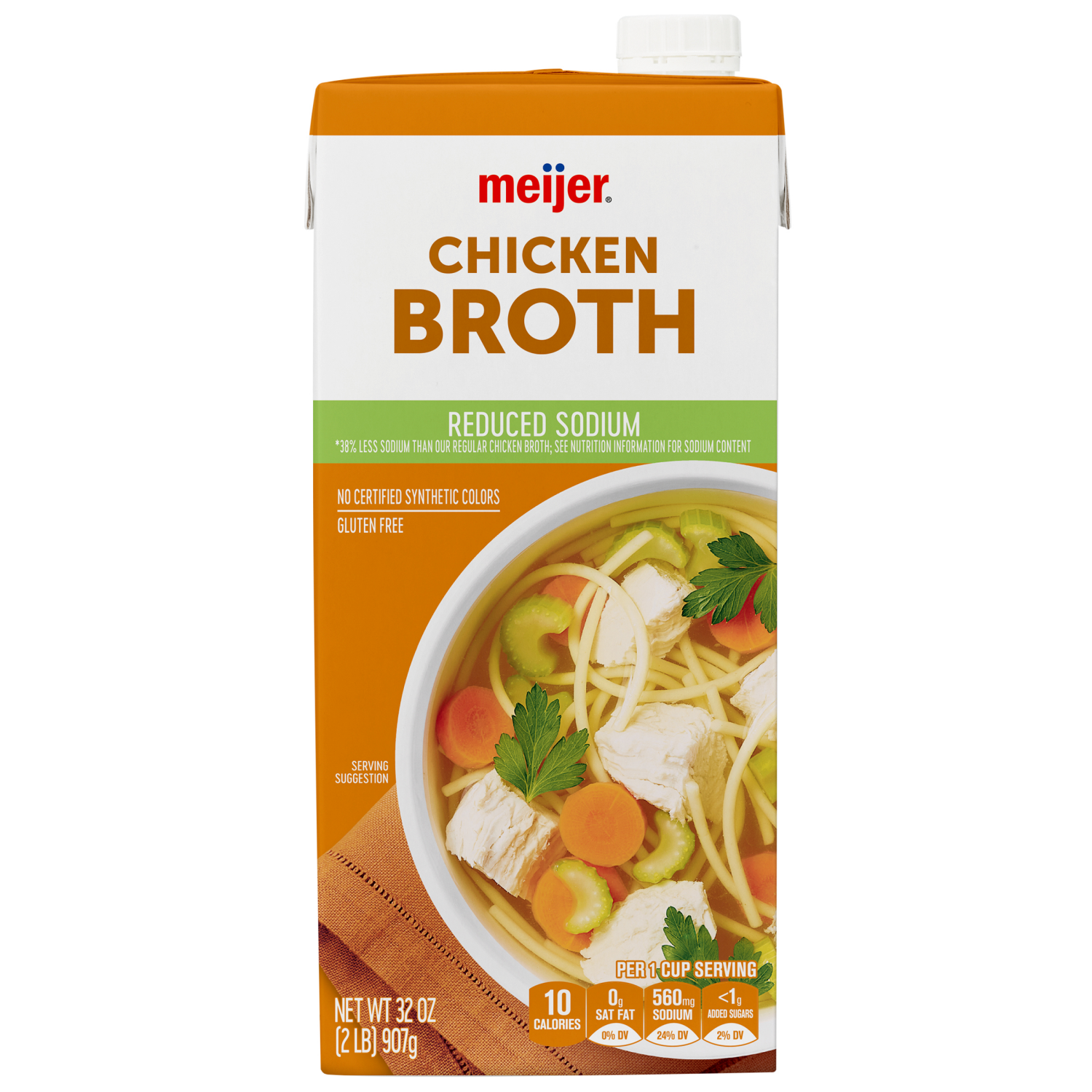slide 1 of 3, Meijer Reduced Sodium Fat Free Chicken Broth, 32 oz, 32 oz
