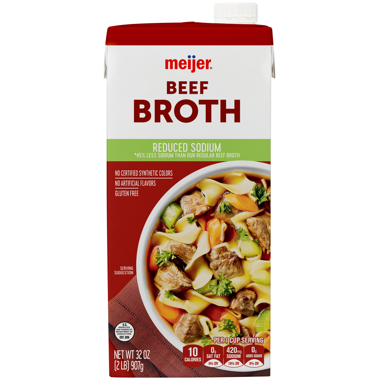 slide 1 of 3, Meijer Reduced Sodium Beef Broth- 32 oz, 32 oz