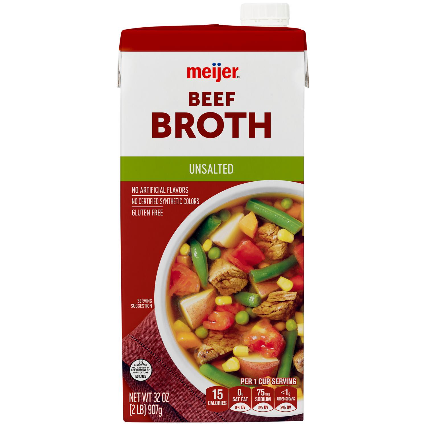 slide 1 of 4, Broth Unsalted Beef, 32 Oz, 32 oz