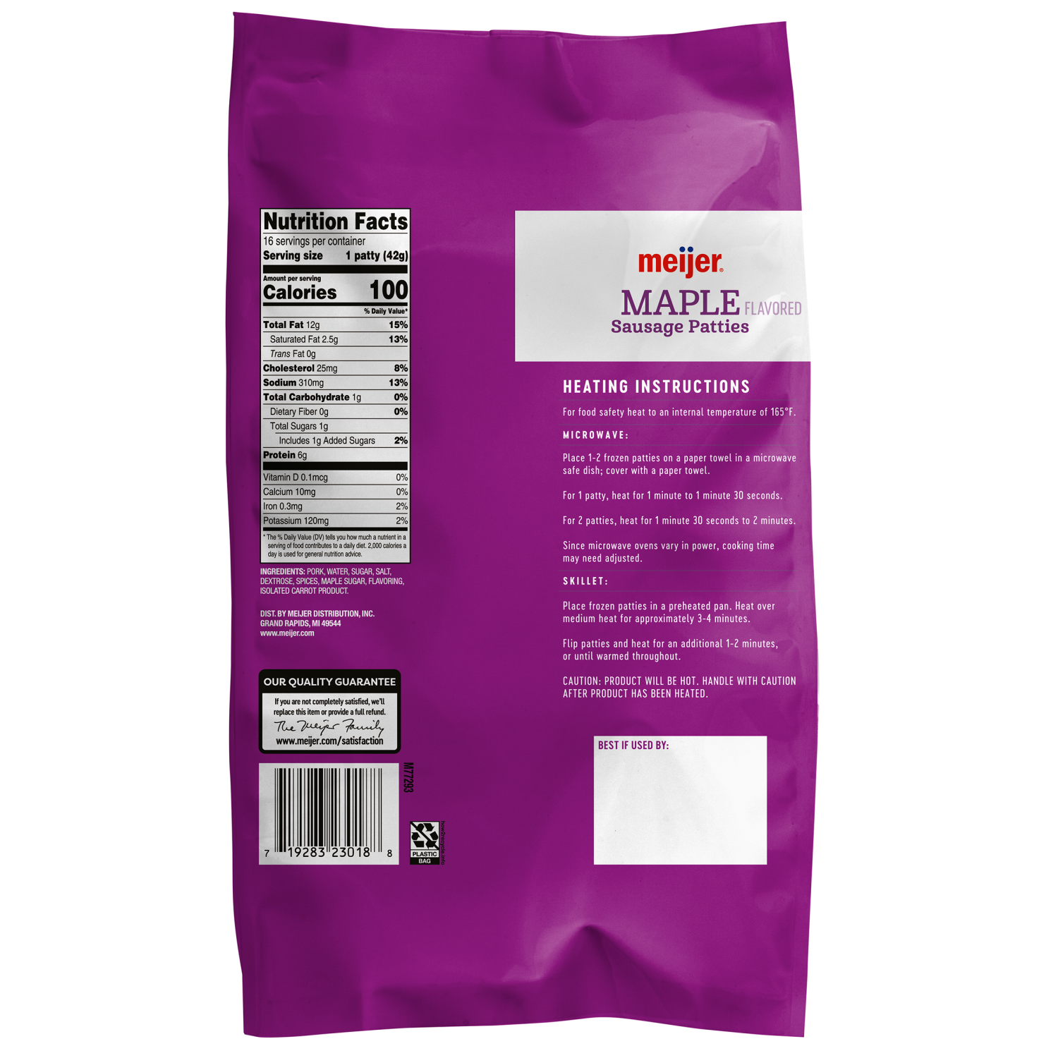 slide 2 of 2, Meijer Pre Cooked Maple Sausage Patties, 24 oz, 24 oz