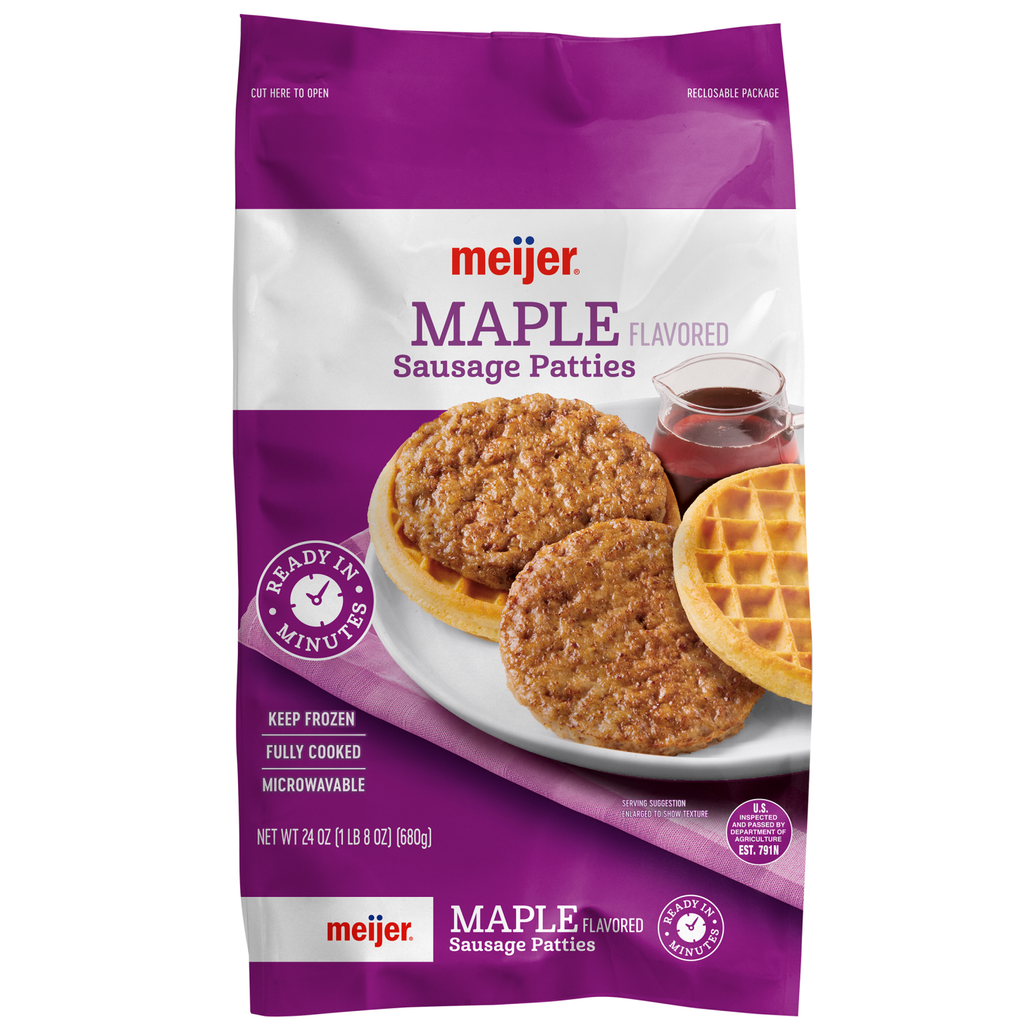 slide 1 of 2, Meijer Pre Cooked Maple Sausage Patties, 24 oz, 24 oz
