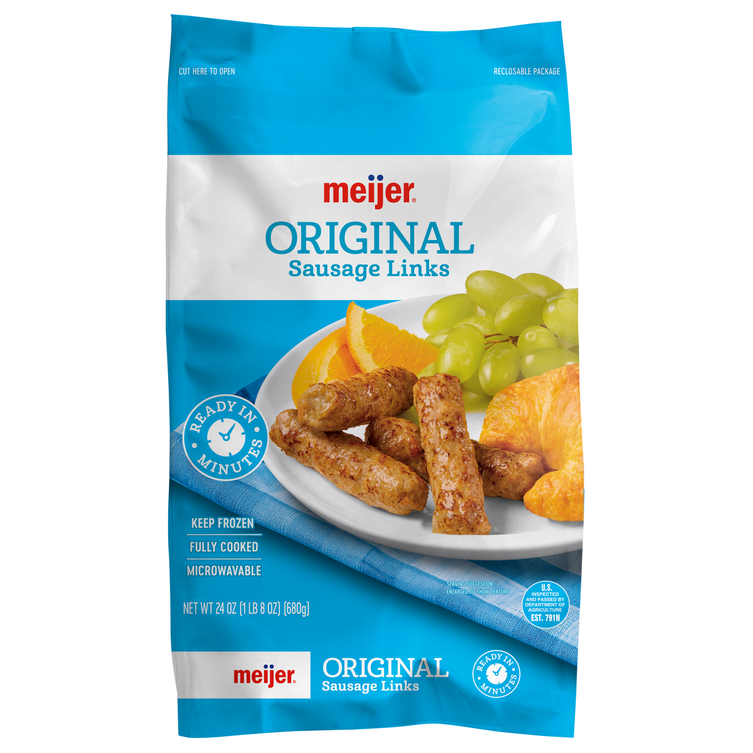 slide 1 of 2, MEIJER PRE-COOKED ORIGINAL PORK LINKS, 24 oz