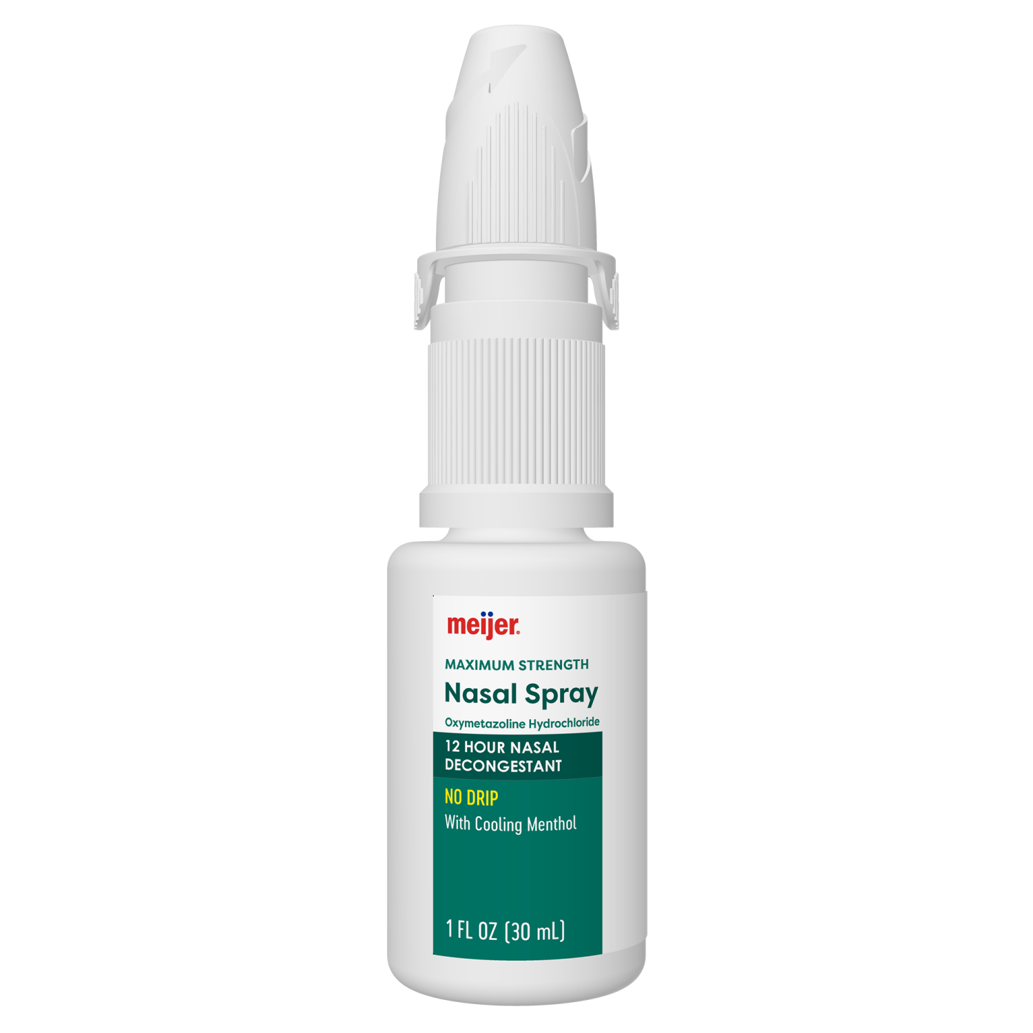 slide 4 of 7, Meijer No Drip Severe Congestion Nasal Pump Mist Spray, Oxymetazoline HCl, Maximum Strength Plus Menthol, 1 oz, 1 oz