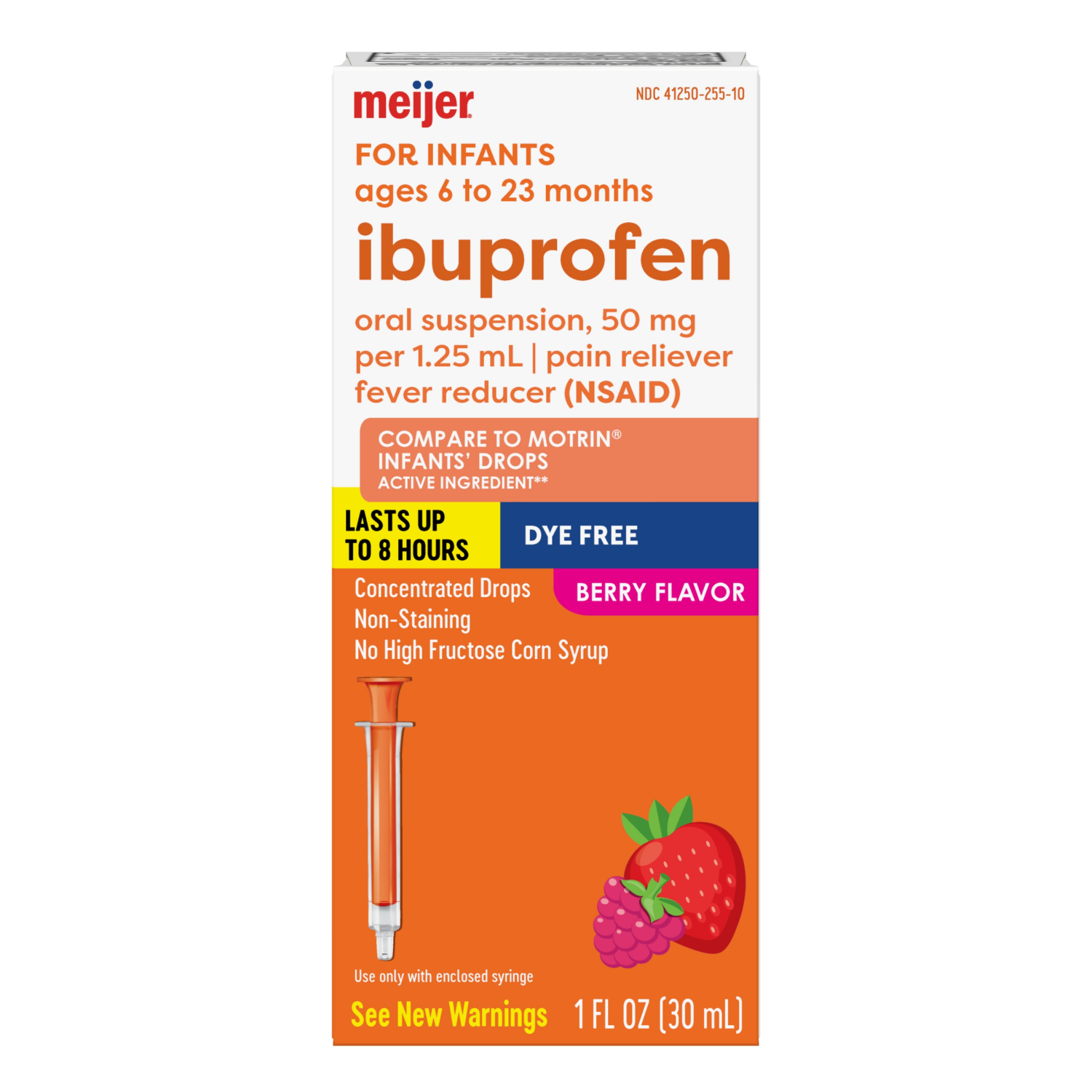 slide 1 of 5, Meijer Infants’ Concentrated Drops, Ibuprofen Oral Suspension per, Pain Reliever and Fever Reducer, Dye-Free, 1 fl oz