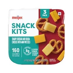 Meijer Snack Kits Yellow Sharp Cheddar Cheese, Gouda Cheese, And Pretzels 3 Pack