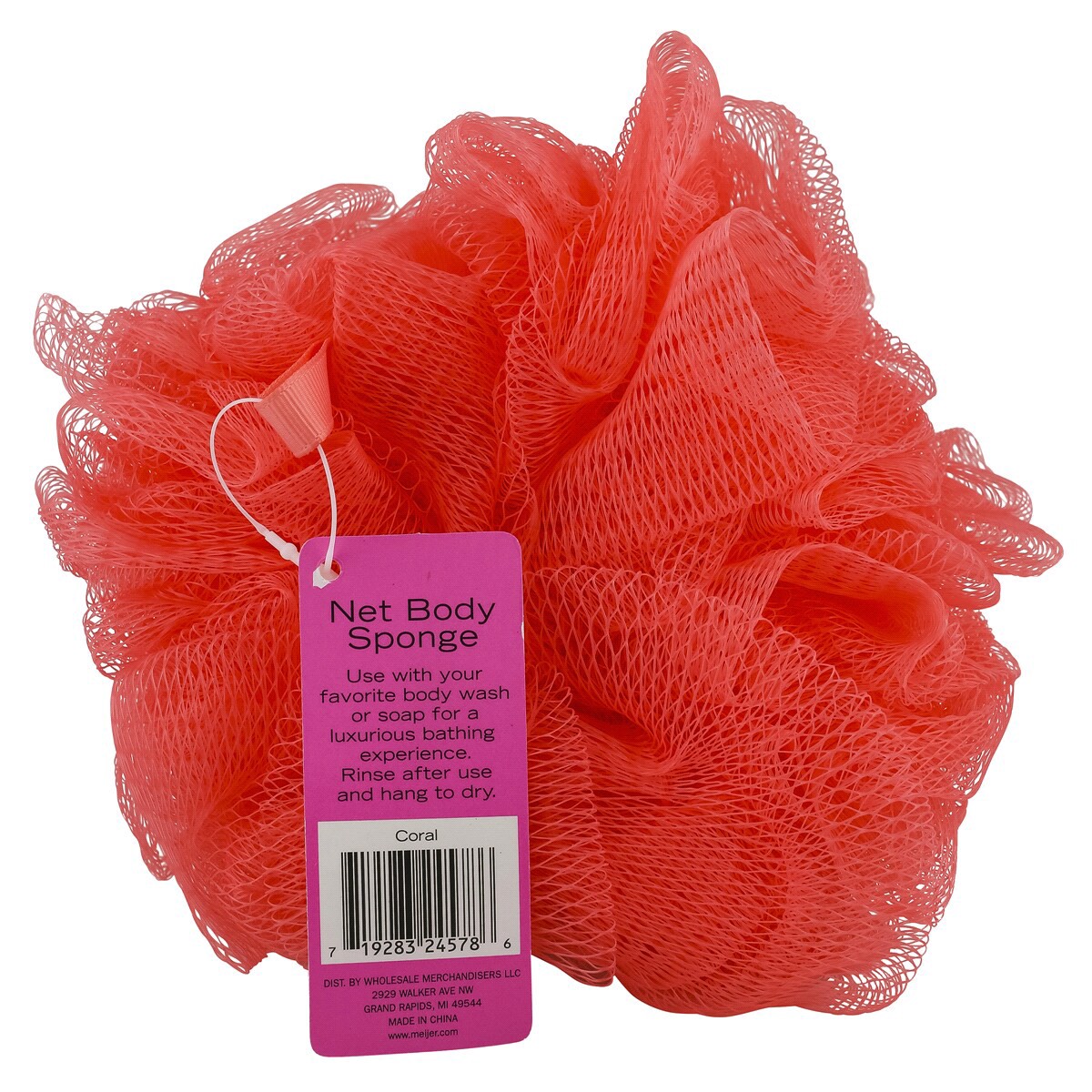 slide 2 of 2, Meijer Net Body Sponge, Coral, 1 ct