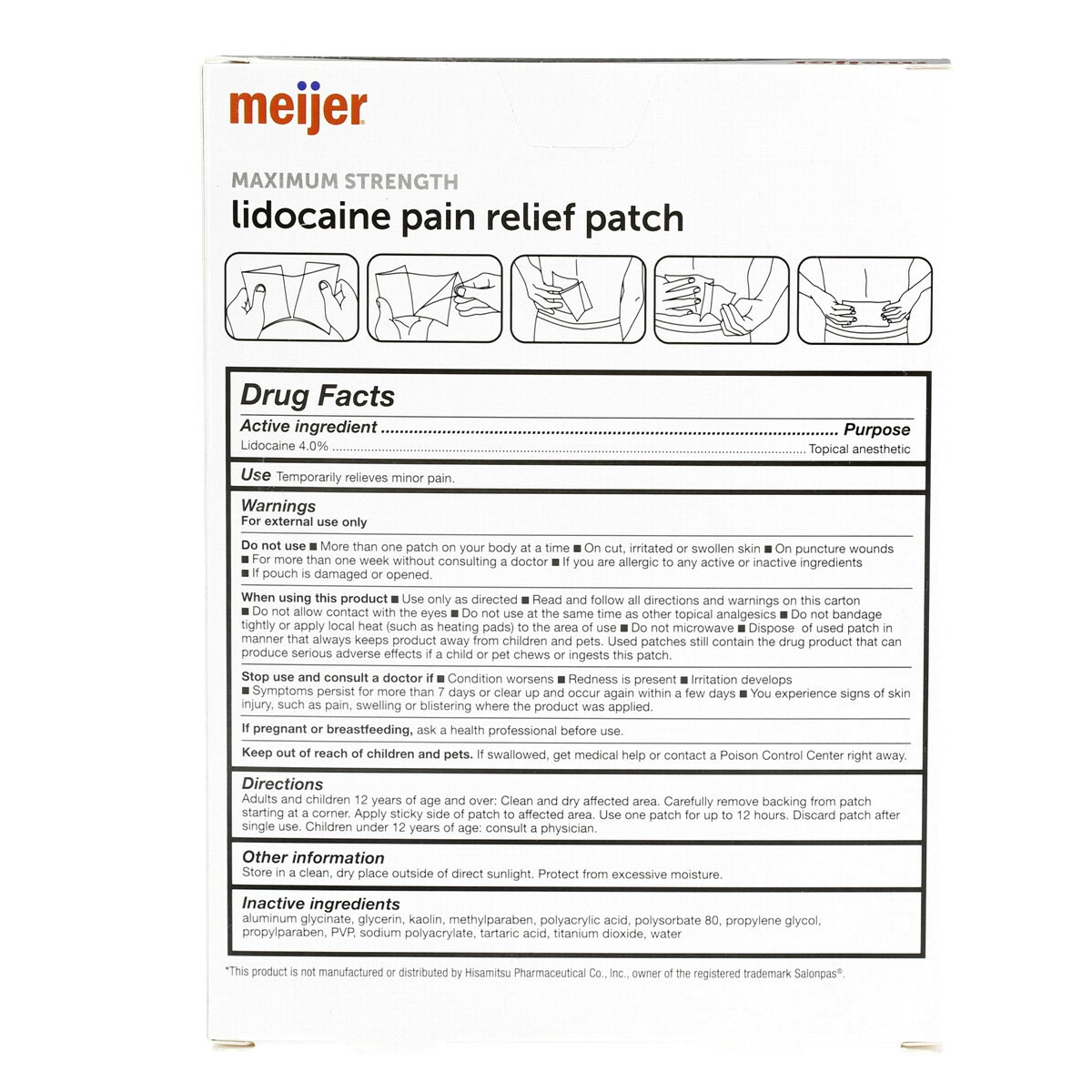 slide 2 of 3, Meijer Lidocaine Pain Relief Patch, 6 ct