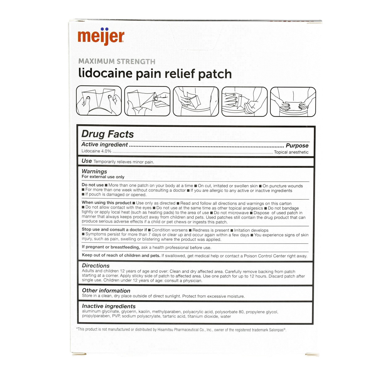 slide 2 of 3, Meijer Lidocaine Pain Relief Patch, 6 ct