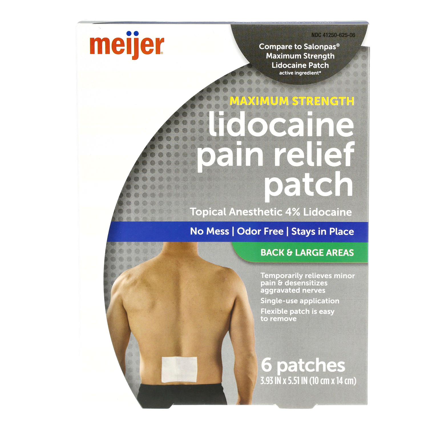 slide 1 of 3, Meijer Lidocaine Pain Relief Patch, 6 ct