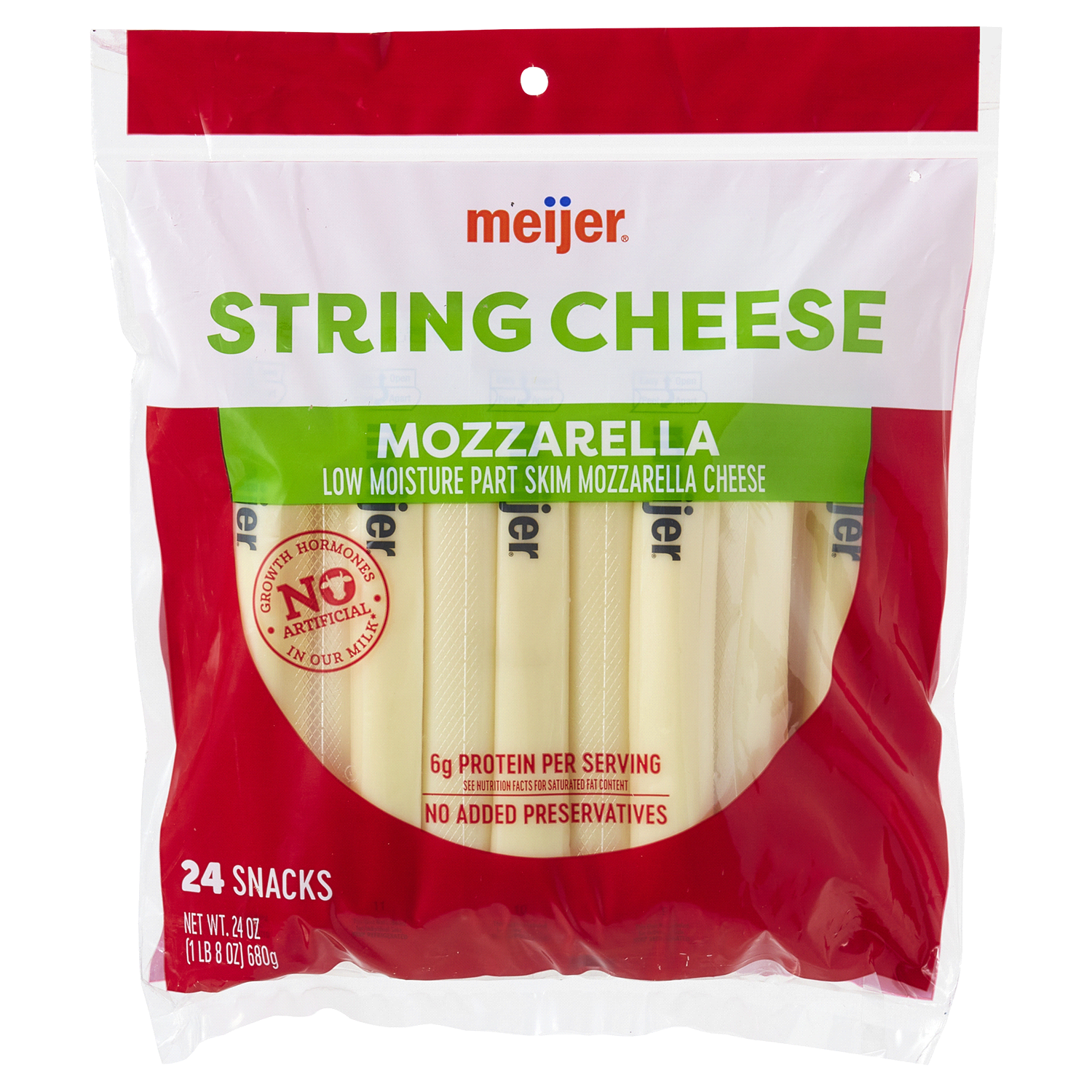 slide 1 of 2, Meijer Mozzarella String Cheese, 24 oz
