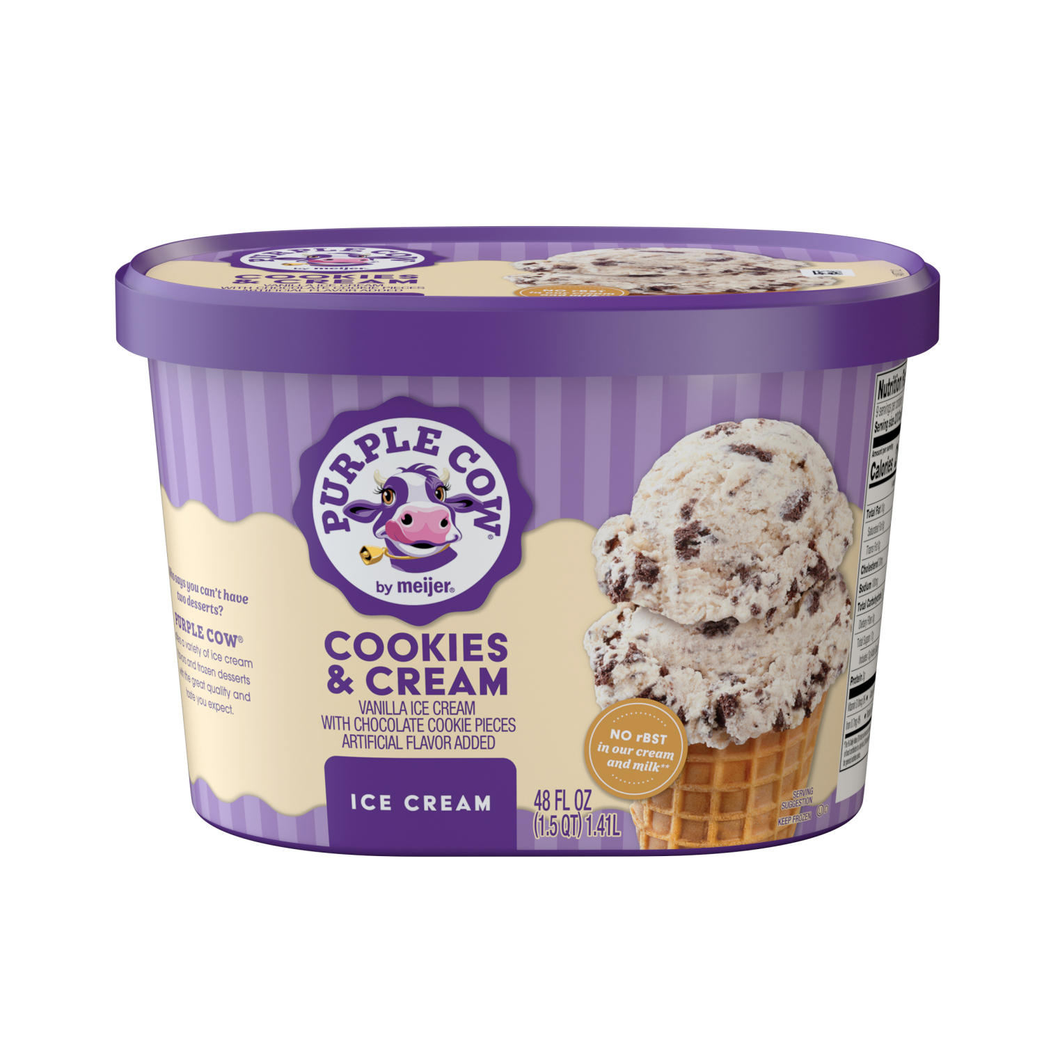 slide 1 of 5, Purple Cow Cookies & Cream Ice Cream, 1.5 qt
