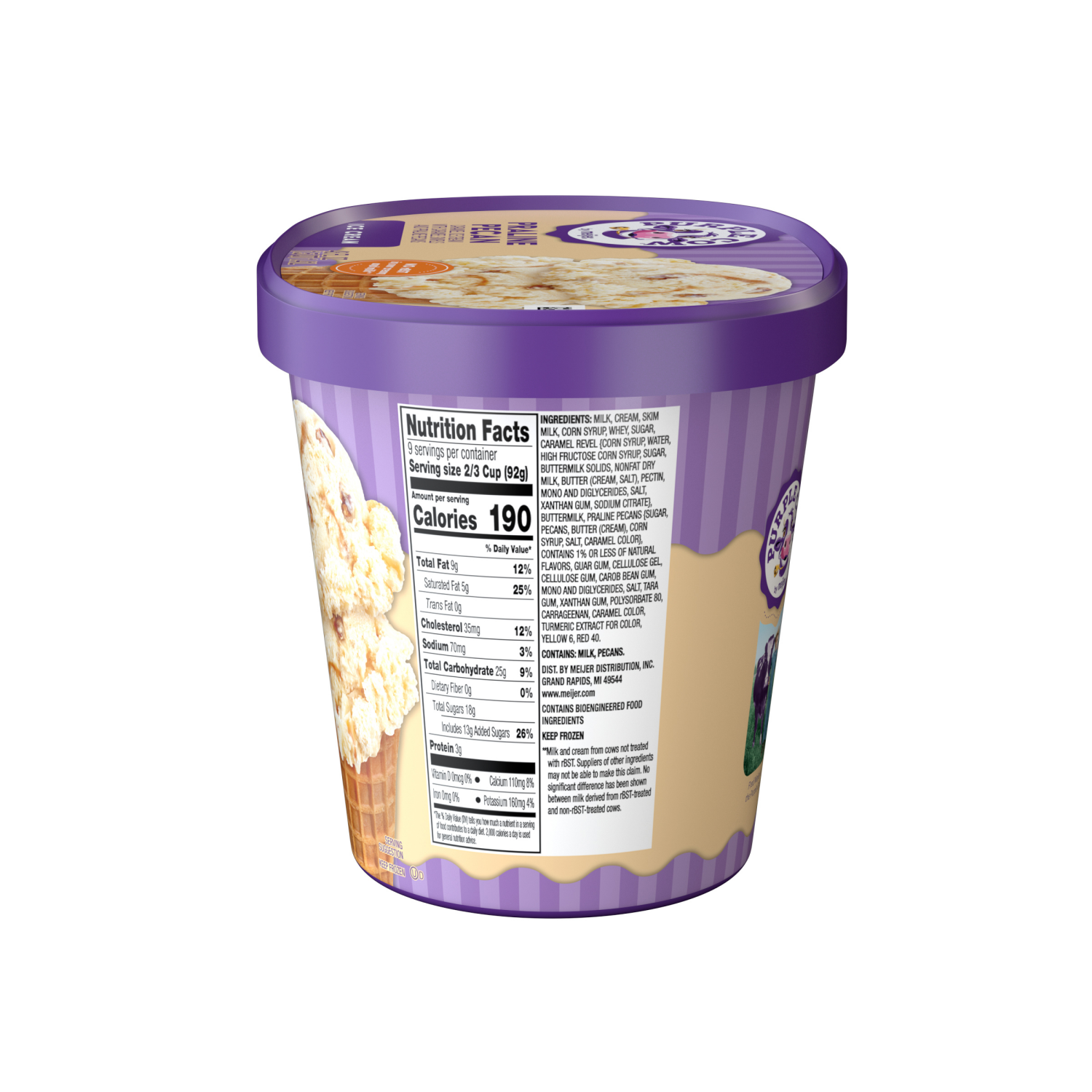 slide 4 of 5, Purple Cow Praline Pecan Ice Cream, 1.5 qt