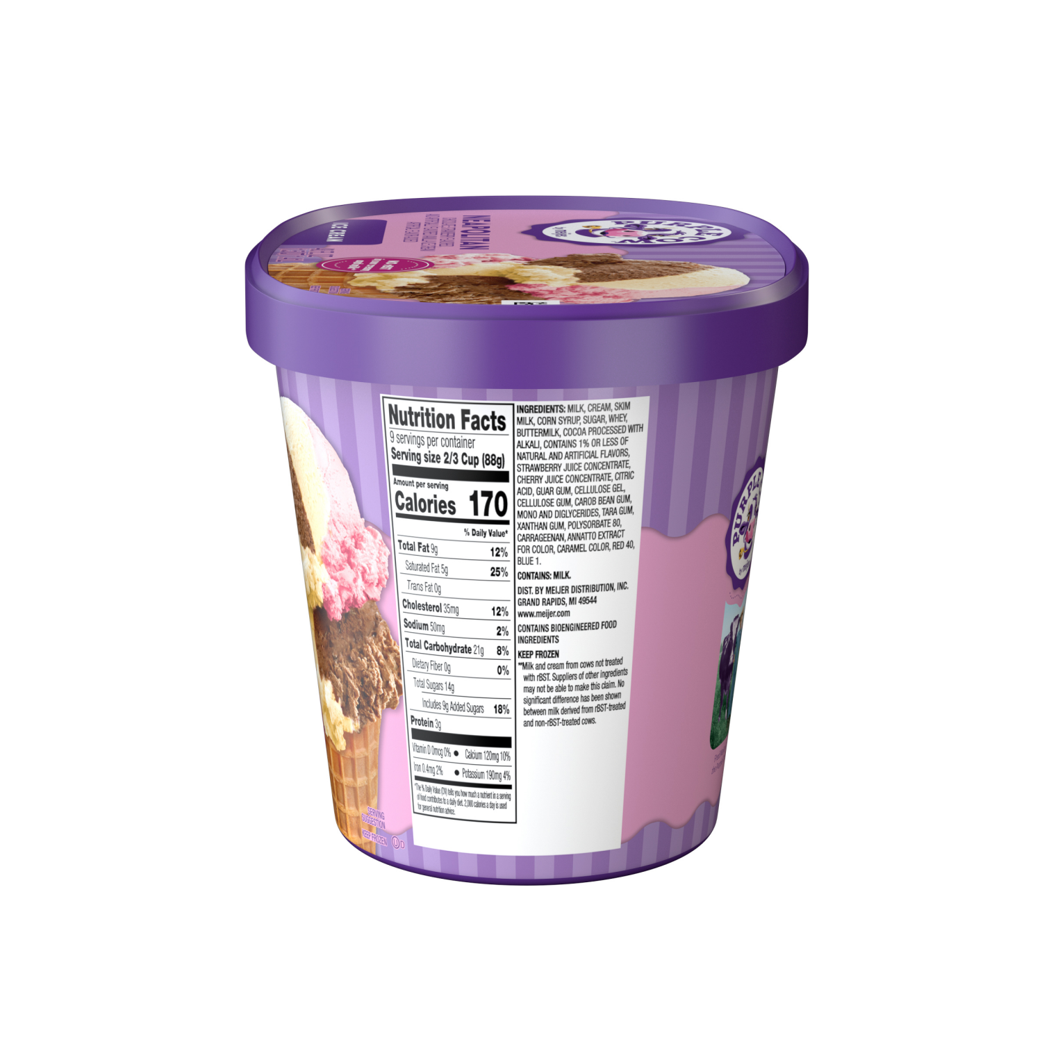 slide 4 of 5, Purple Cow Neapolitan Ice Cream, 1.5 qt