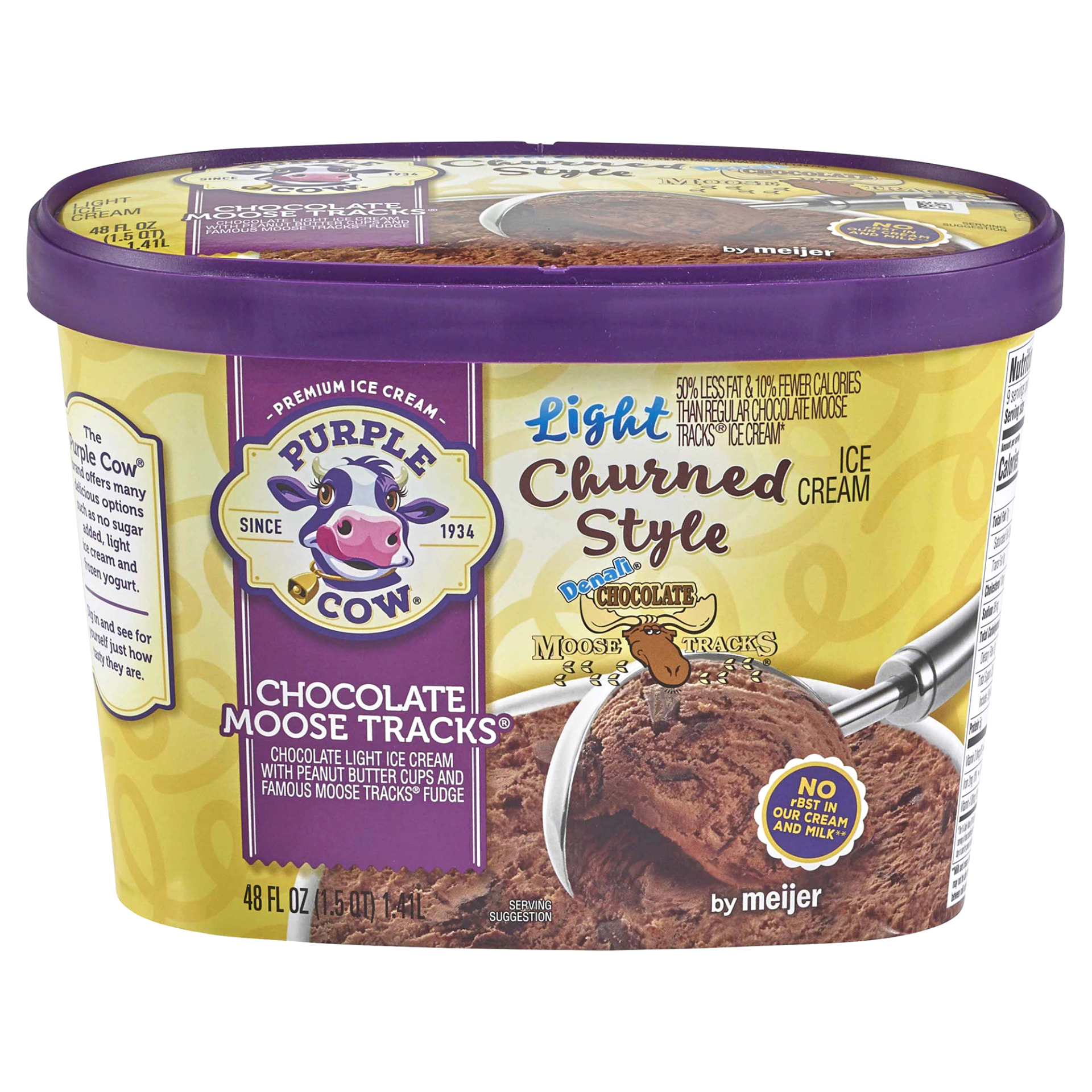 slide 1 of 4, Purple Cow Lightly Churned Chocolate Moose Tracks Ice Cream, 1.5 qt