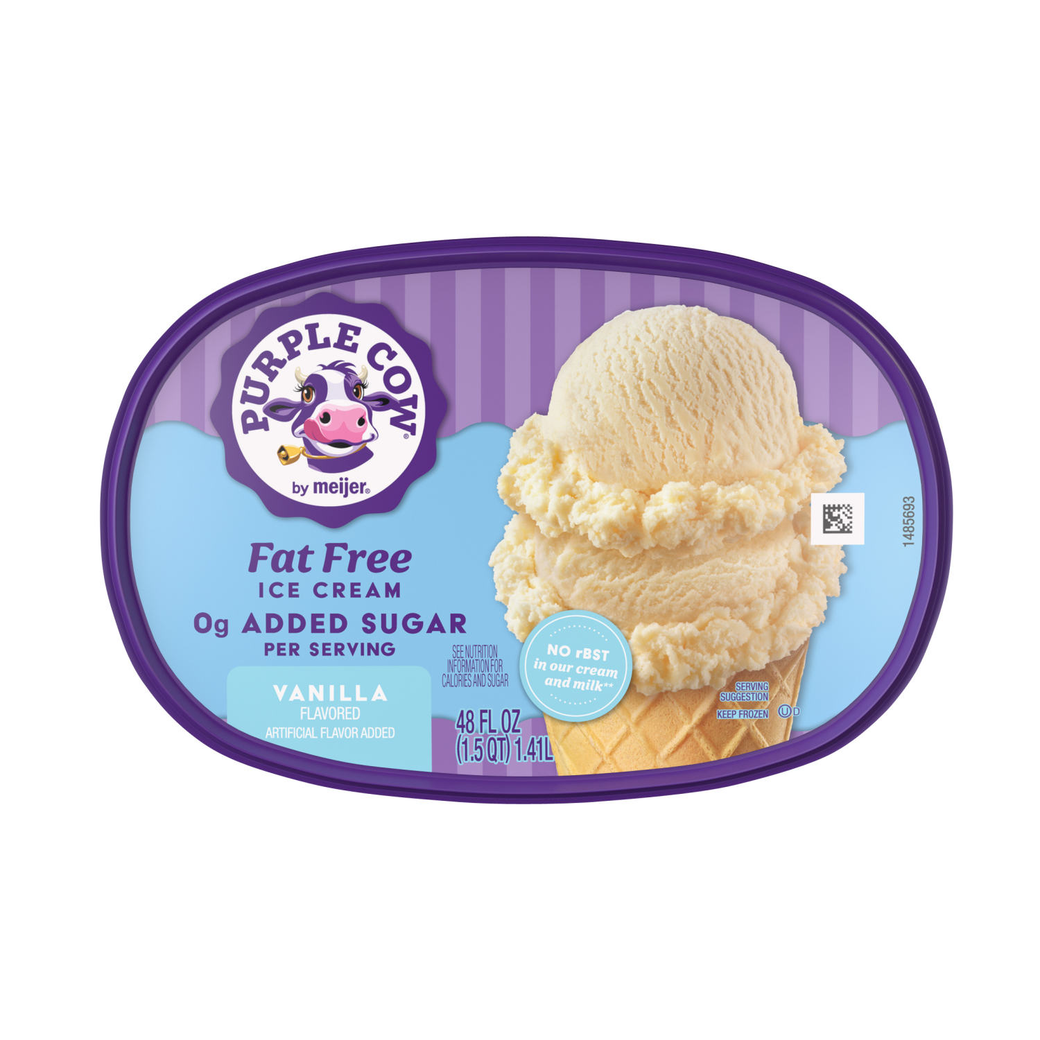 slide 5 of 5, Purple Cow Zero Added Sugar Fat Free Vanilla Frozen Ice Cream, 1.5 qt, 1.5 qt