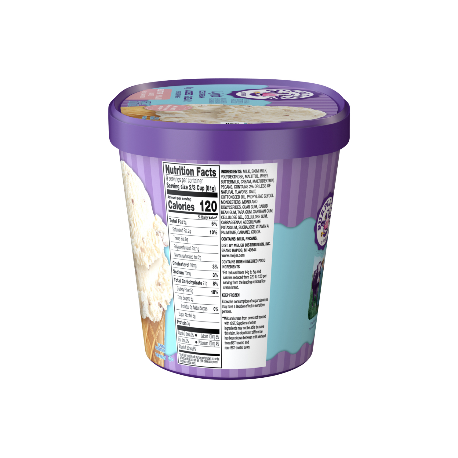 slide 3 of 5, Purple Cow No Sugar Added Butter Pecan Ice Cream, 1.5 qt