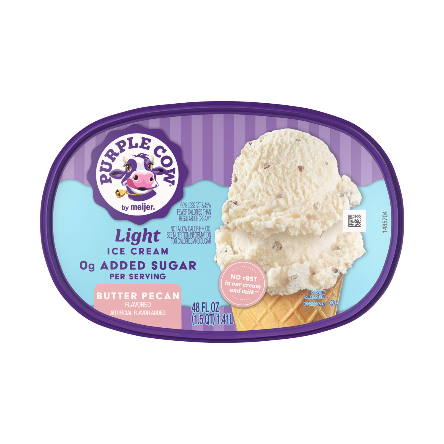 slide 5 of 5, Purple Cow No Sugar Added Butter Pecan Ice Cream, 1.5 qt