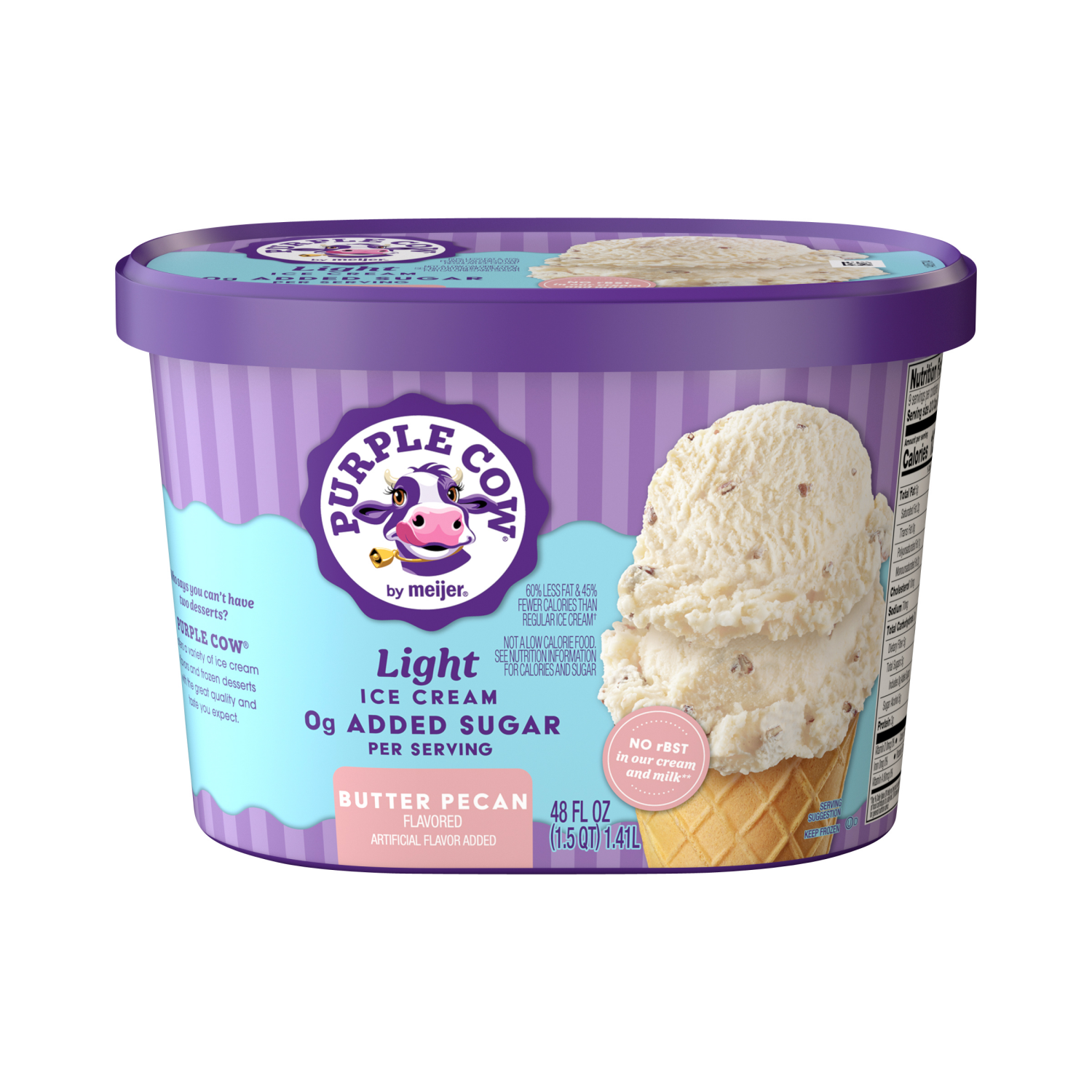 slide 1 of 5, Purple Cow No Sugar Added Butter Pecan Ice Cream, 1.5 qt