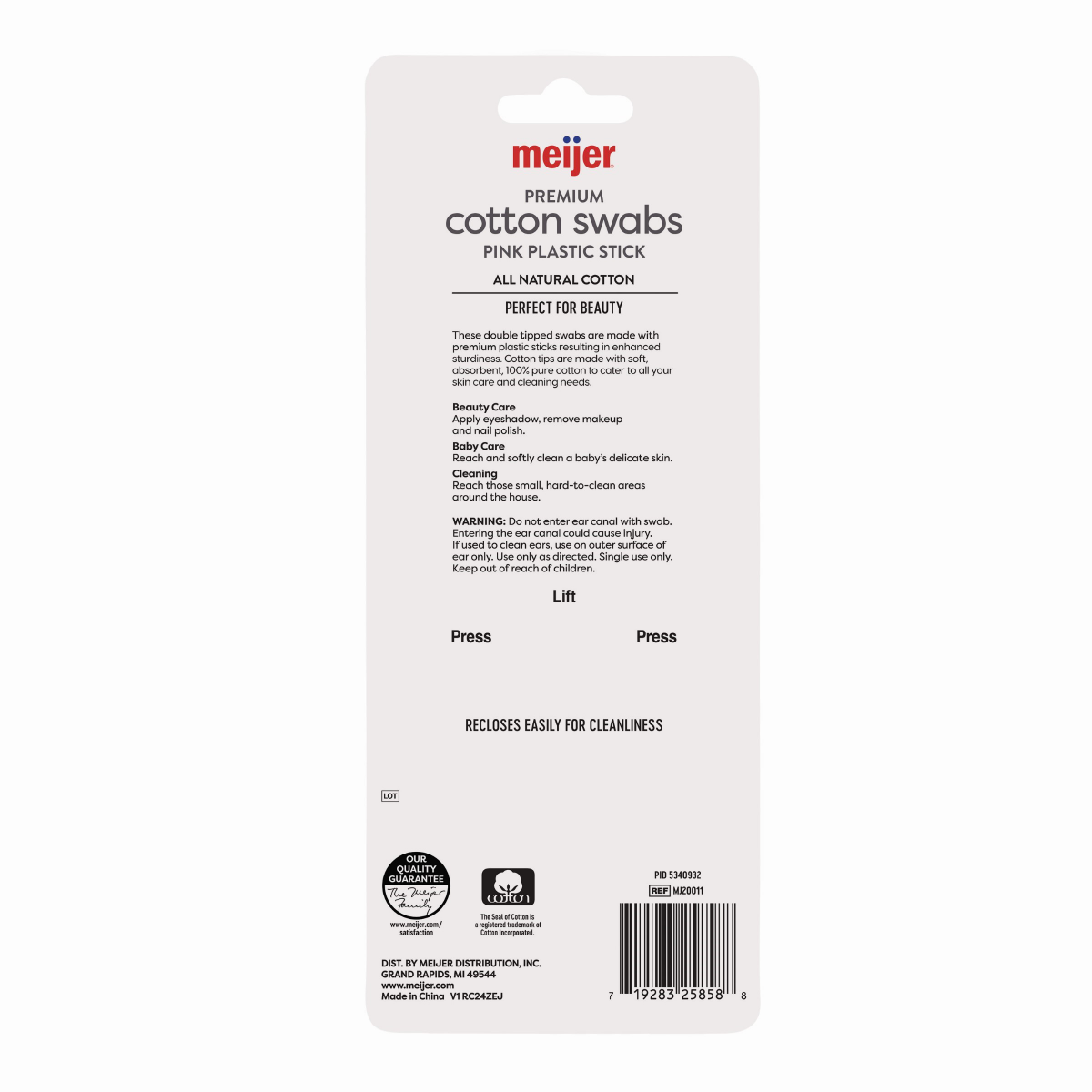 slide 2 of 2, Meijer Plastic Swab/Colors - Pink, 1 ct