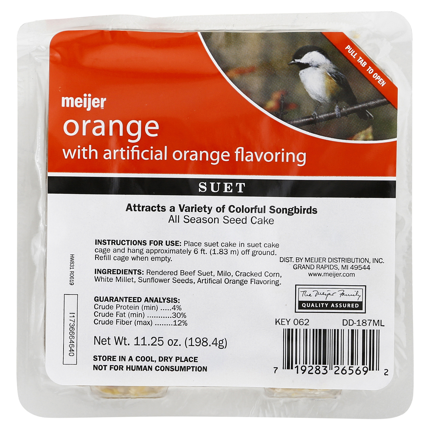 slide 1 of 1, Meijer Orange Wild Bird Suet, 11.25 oz