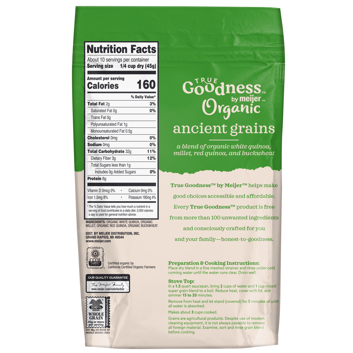 slide 2 of 3, True Goodness Organic Super Grains, 16 oz
